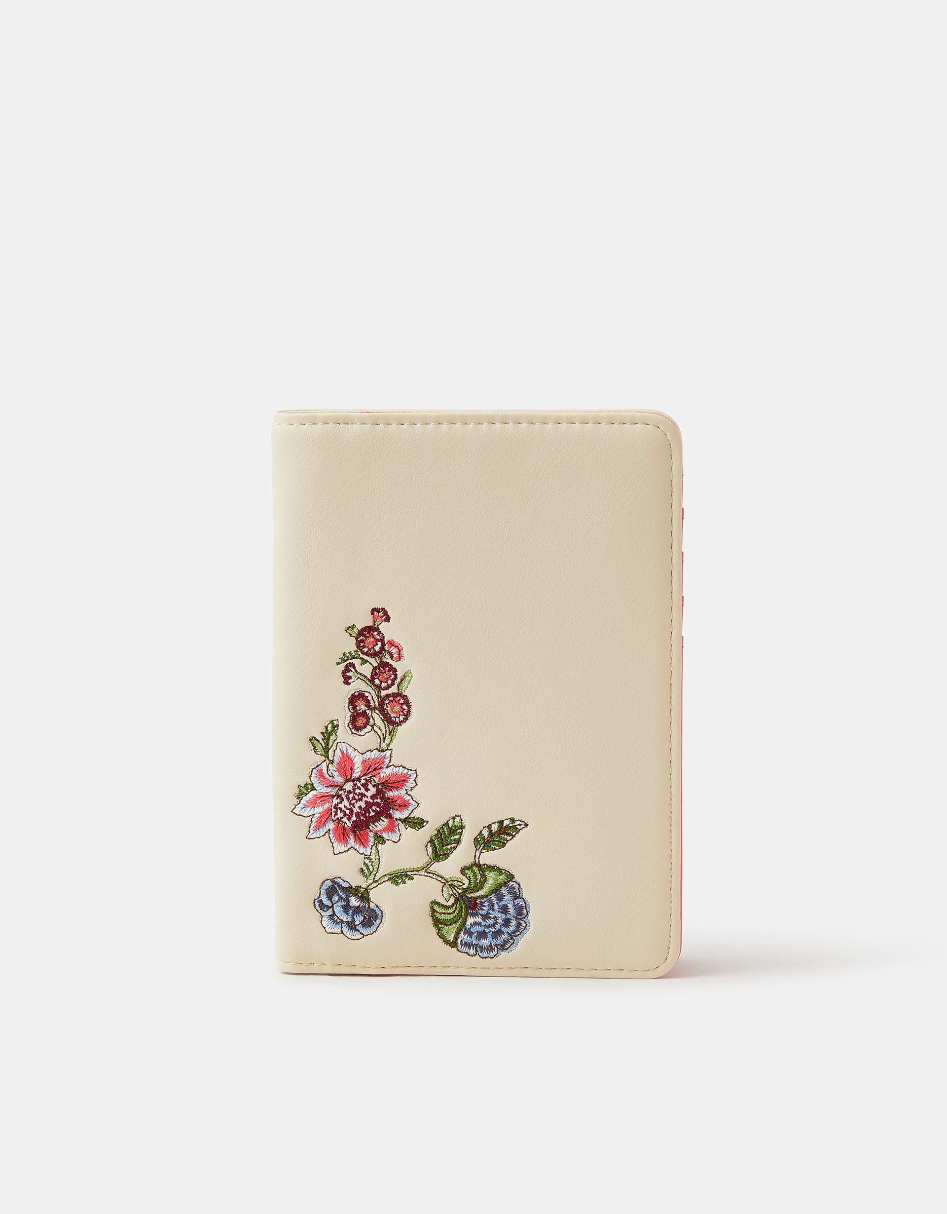 Blue Floral Embroidered Passport Holder - Accessorize