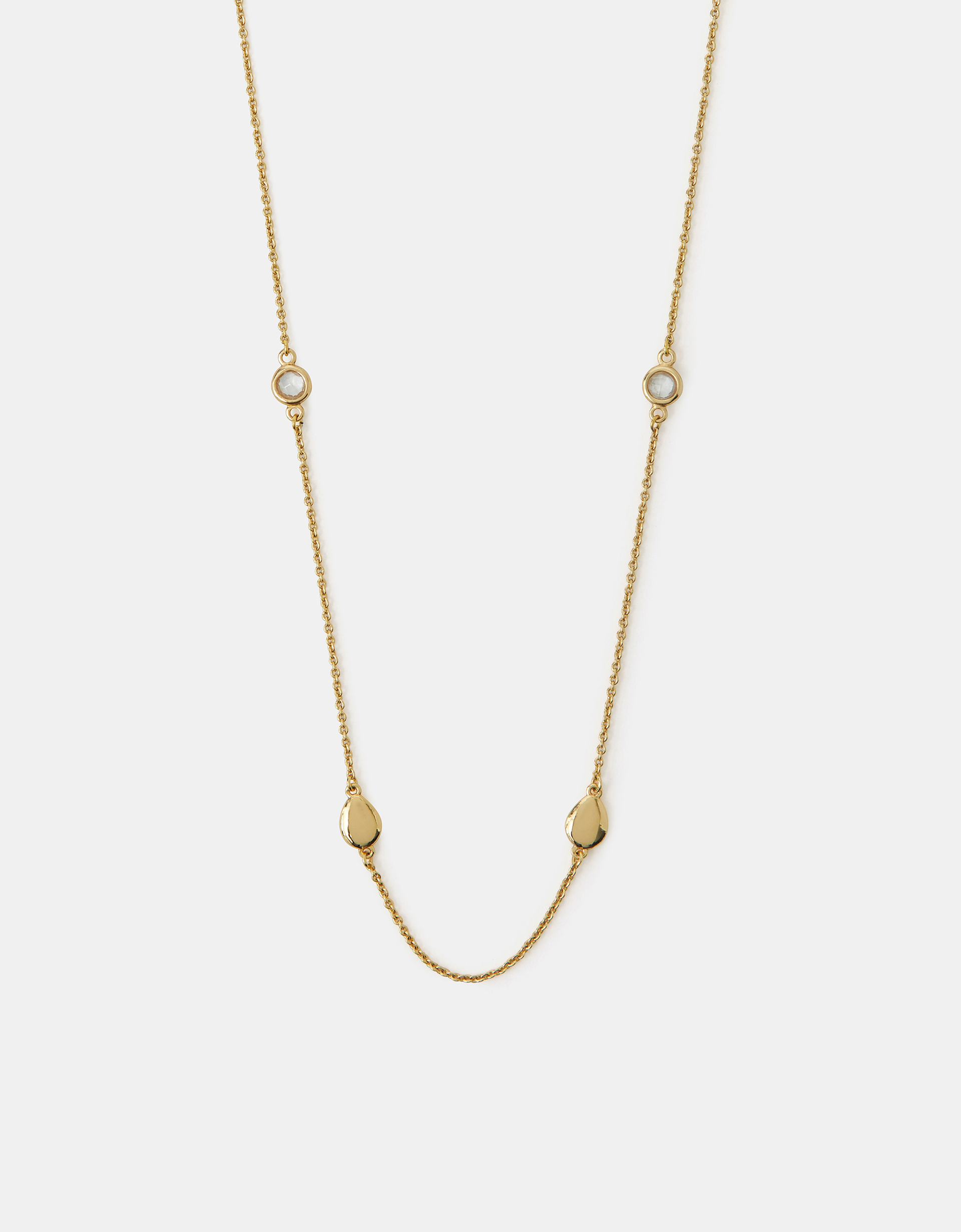 Accessorize Lace 14ct -Plated Long Station Necklace, Gold