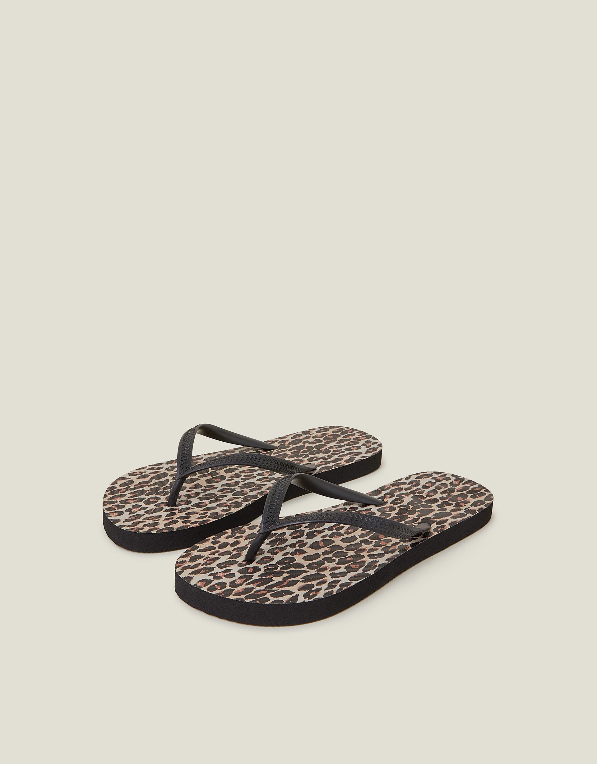 Leopard Print Flip Flops Multi, Size: M - Accessorize