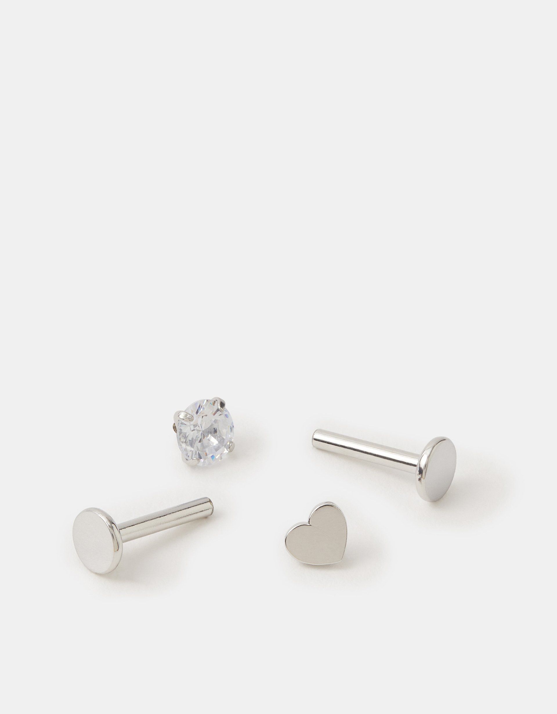 Tan 2-Pack Surgical Steel Heart Flatback Stud Earrings - Accessorize