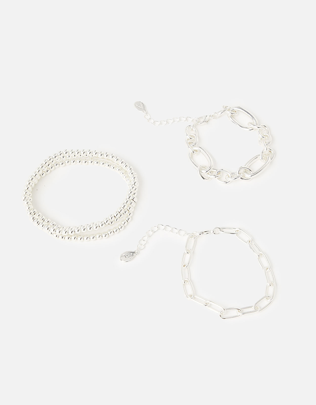 Accessorize Women's Silver Steel Reconnected Chain Bracelet Set, Size: 16cm