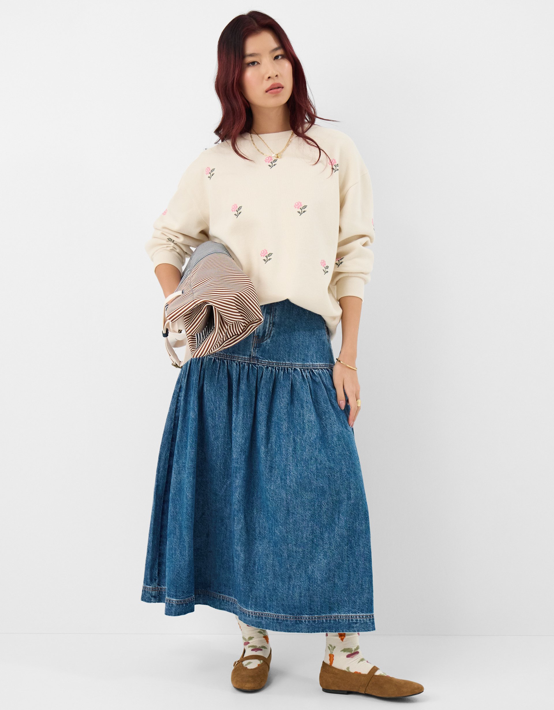 Denim Midi Skirt Blue, Size: 16 - Accessorize