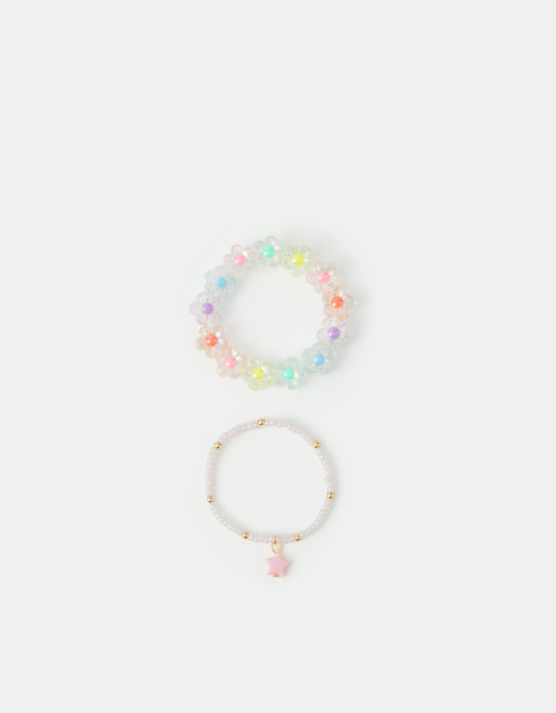 Accessorize Floral 2-Pack Flower Beaded Bracelets, Red