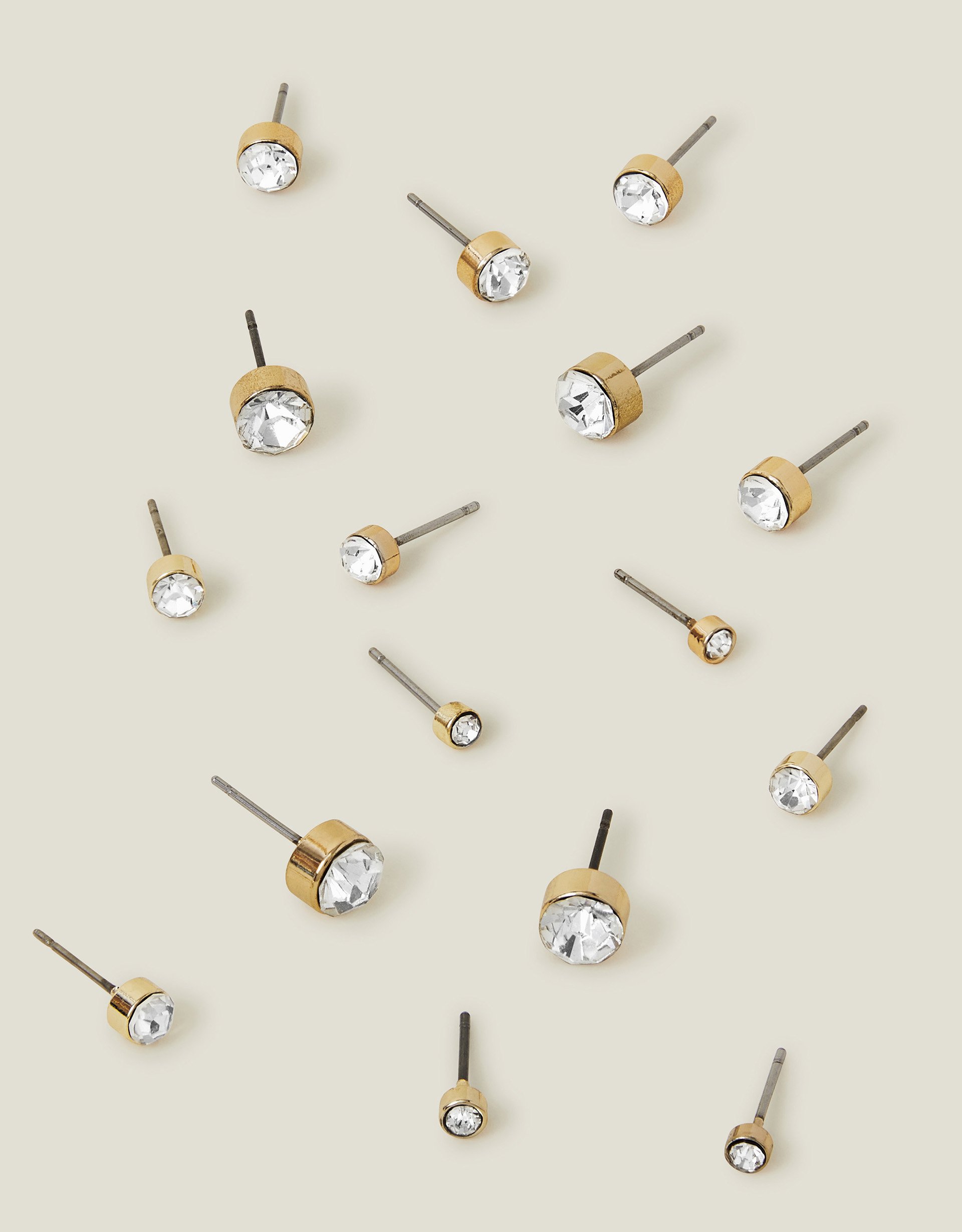 Gold 8-Pack Crystal Stud Earrings - Accessorize