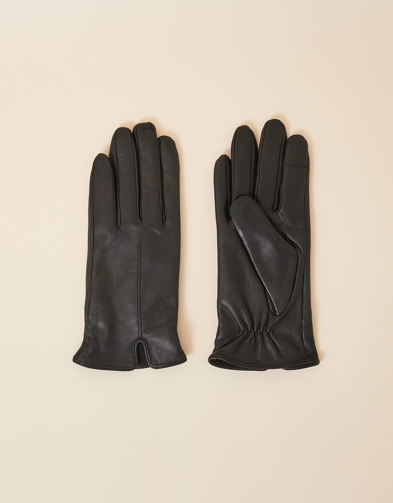 Accessorize Touchscreen Leather Gloves Black, Size: M / L