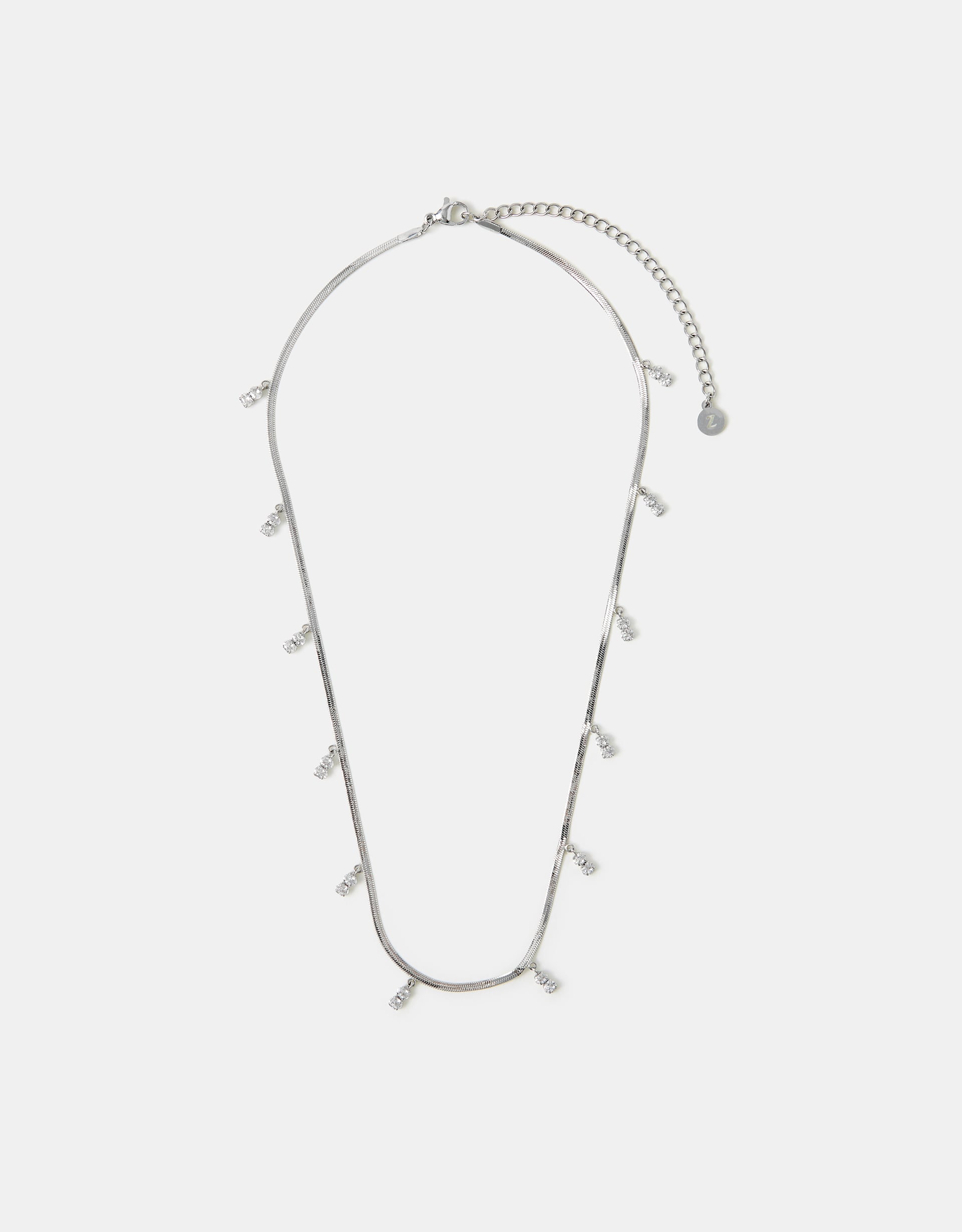 Accessorize Lace Decor Sterling Silver-Plated Omega Charm Necklace