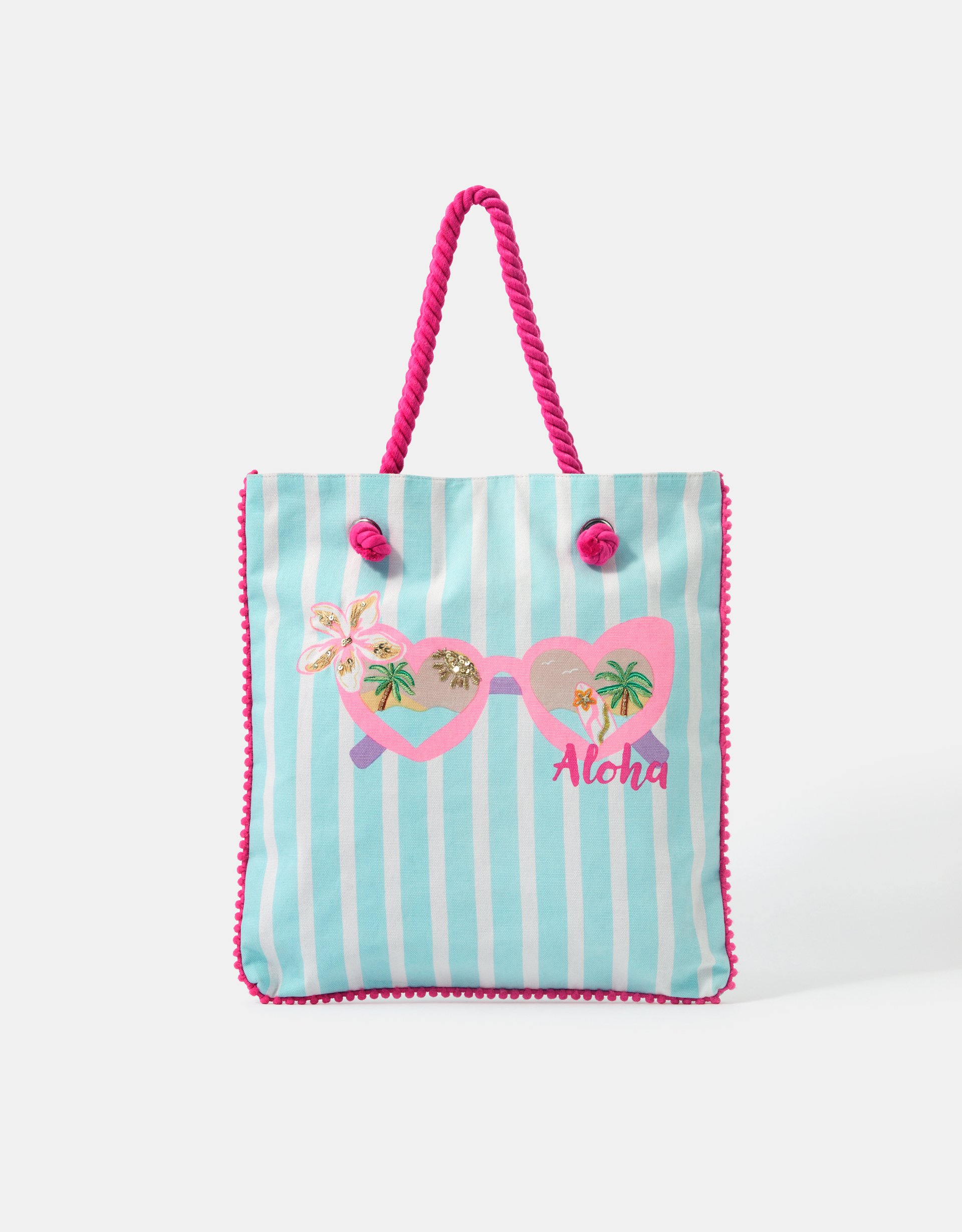 Accessorize Floral Girls Embellished Sunglasses Shopper Bag, Pink