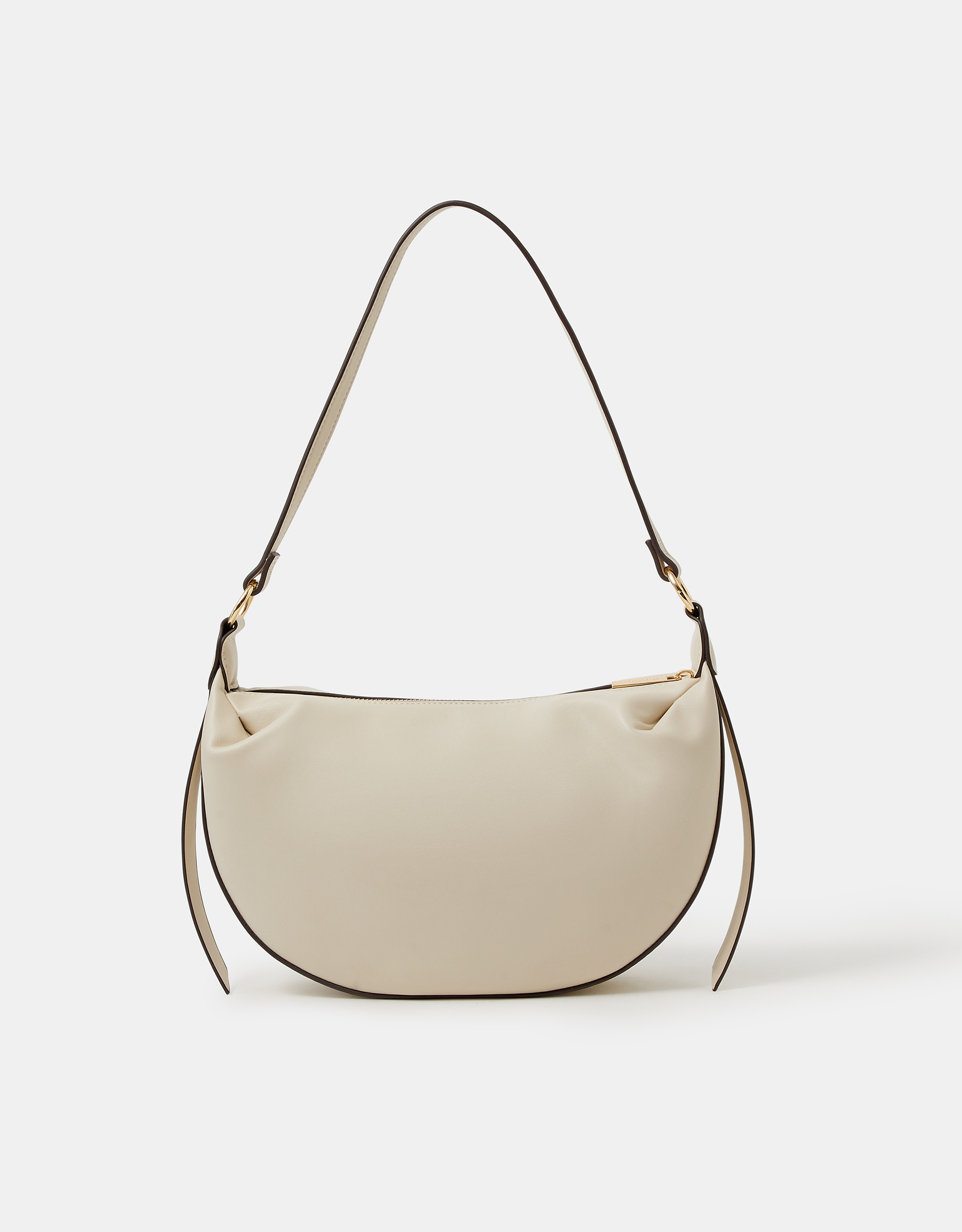 Accessorize Faux Leather Contrast Trim Shoulder Bag, White