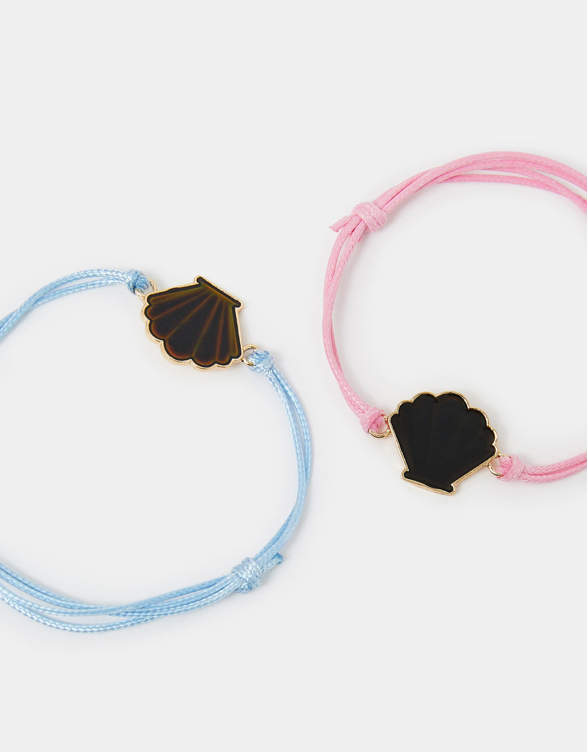 Blue 2-Pack Girls Shell Cord Mood Bracelets - Accessorize
