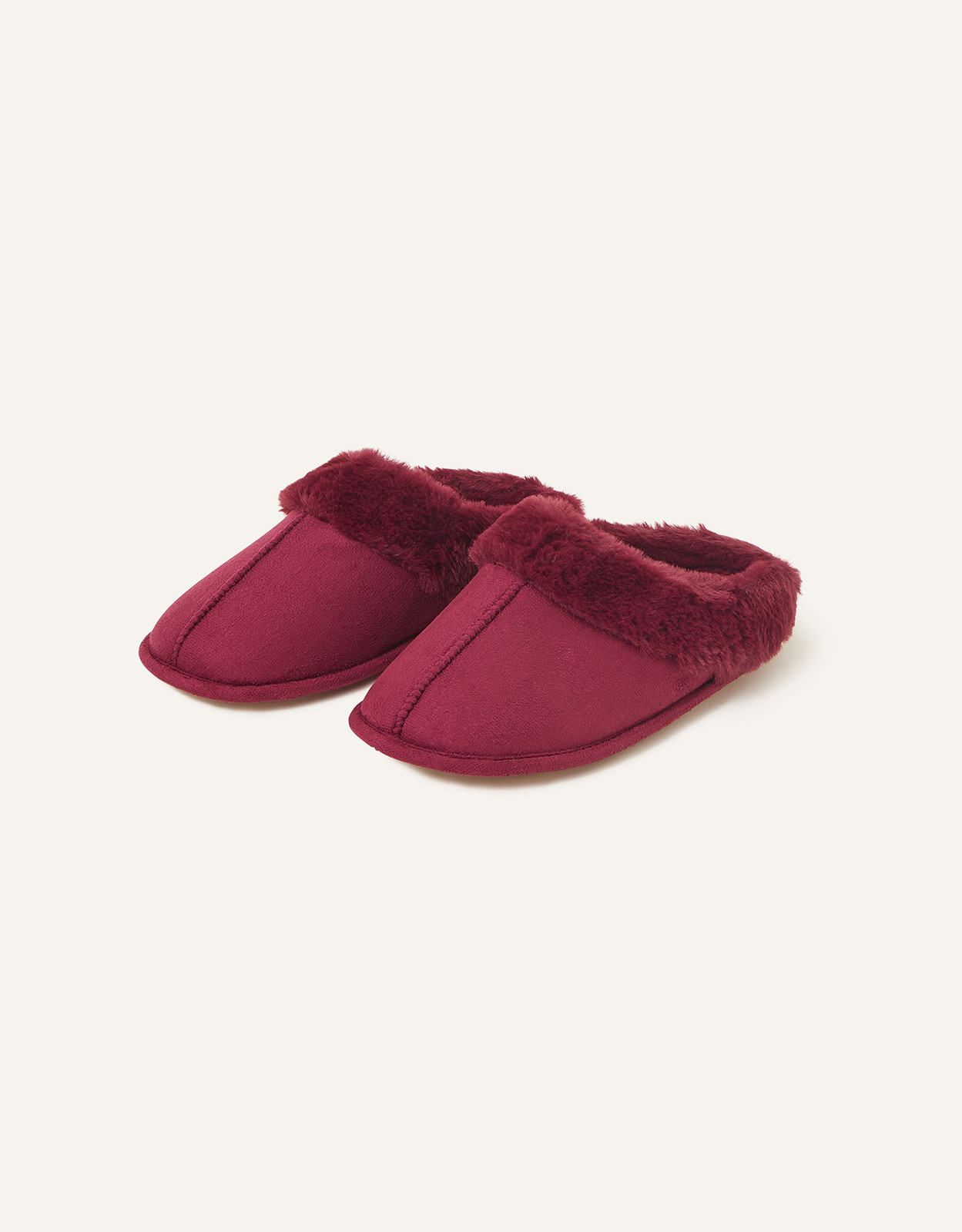 Accessorize Women's Faux Fur Mule Slippers Red, Size: L