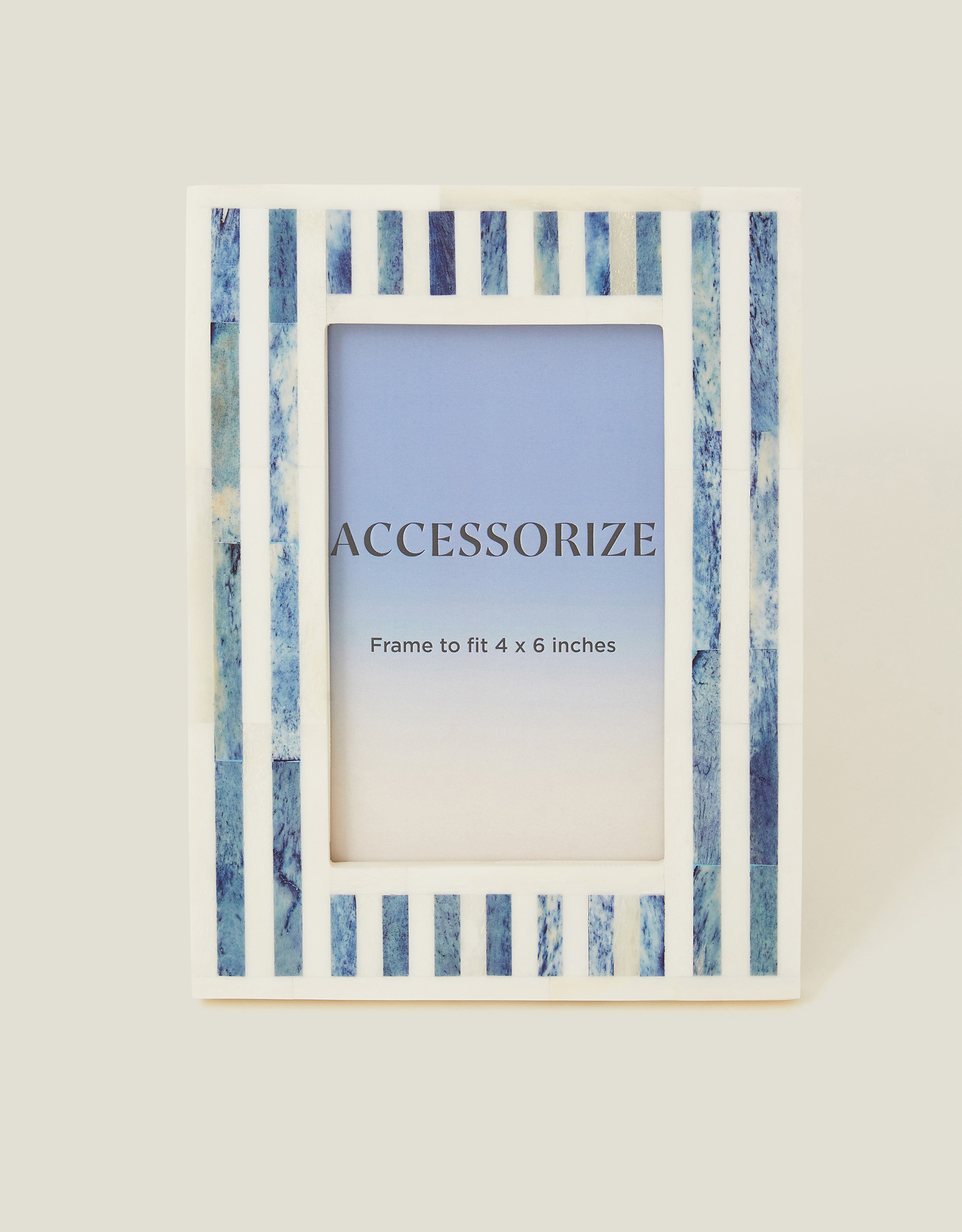 White & Blue Stripe Resin Photo Frame, Size: 4x6 Inch - Accessorize