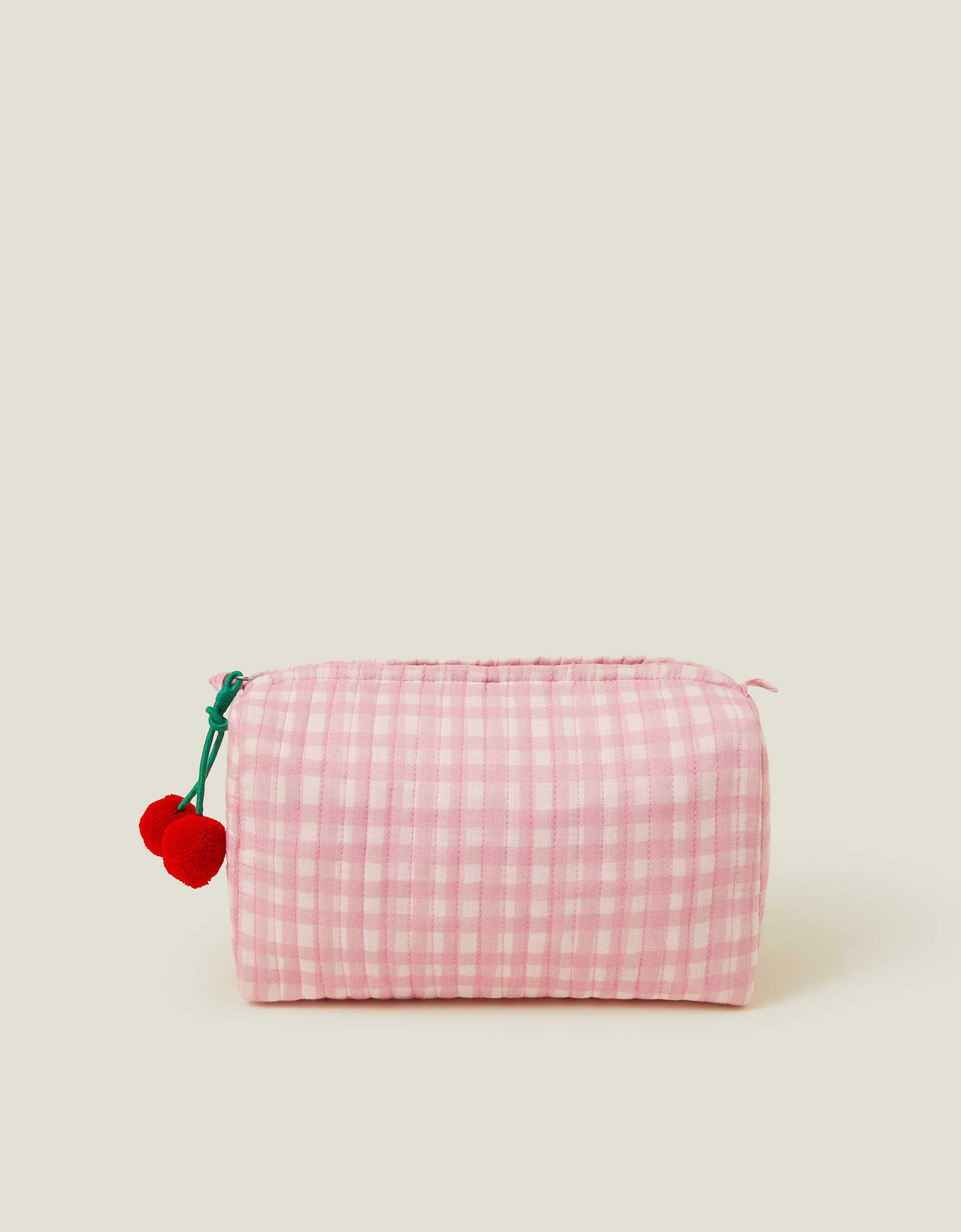 Pink Gingham Cherry Wash Bag - Accessorize