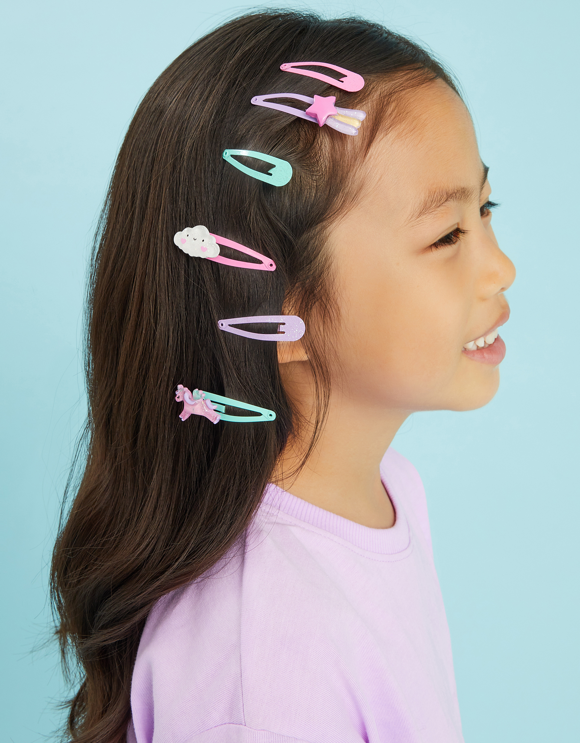 Purple 6-Pack Girls Unicorn Hair Clips - Accessorize