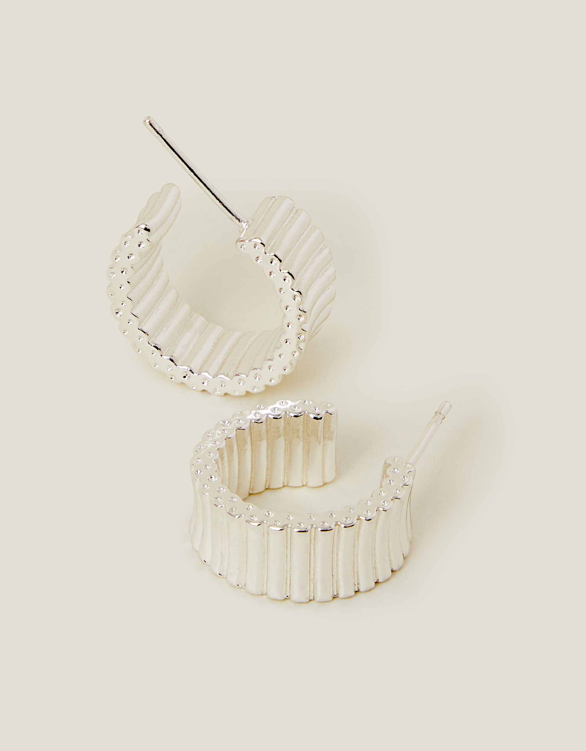 Multicolour Sterling Silver-plated Chunky Ridge Hoop Earrings - Accessorize