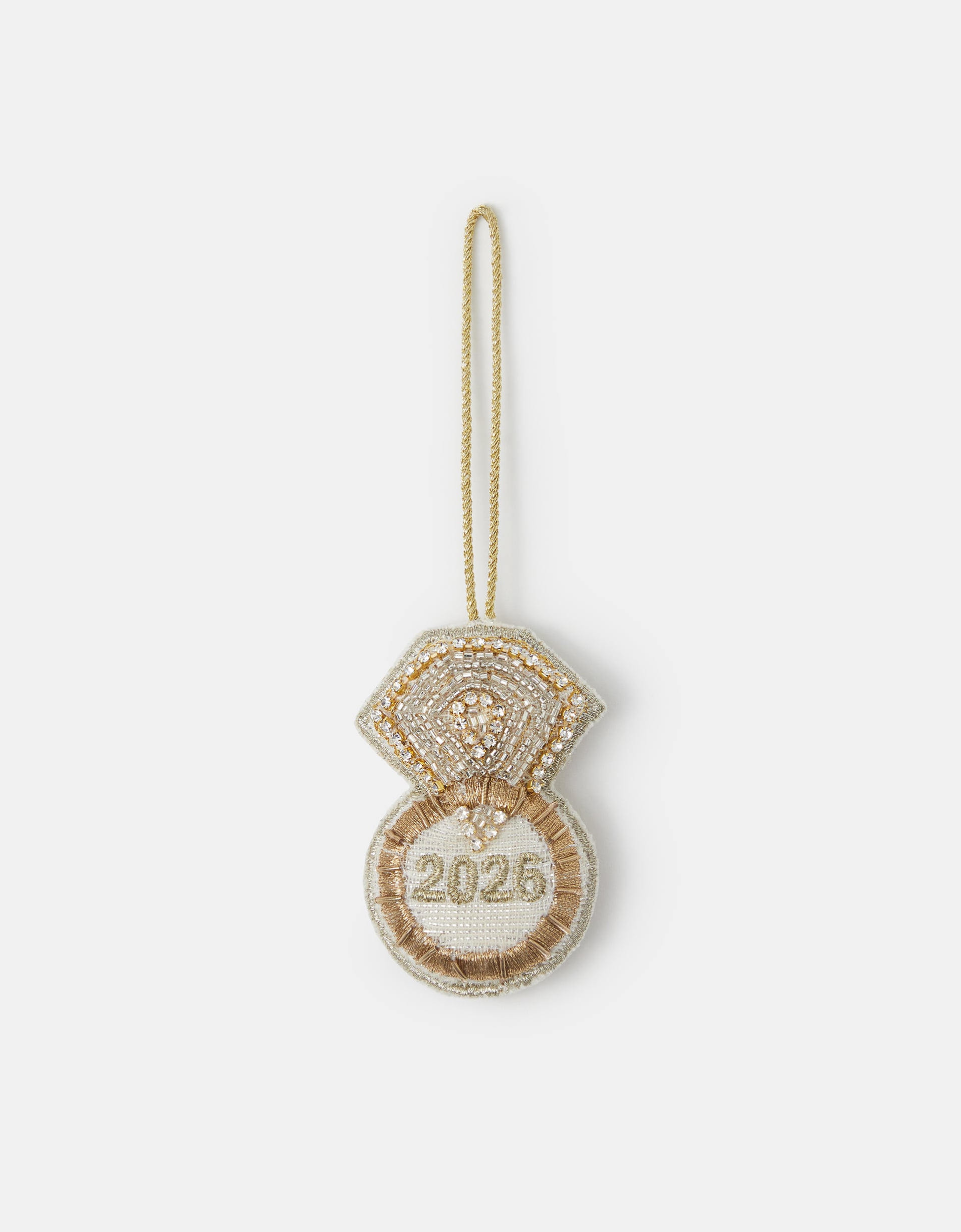 Accessorize Embroidered 2026 Engagement Christmas Tree Decoration, Gold