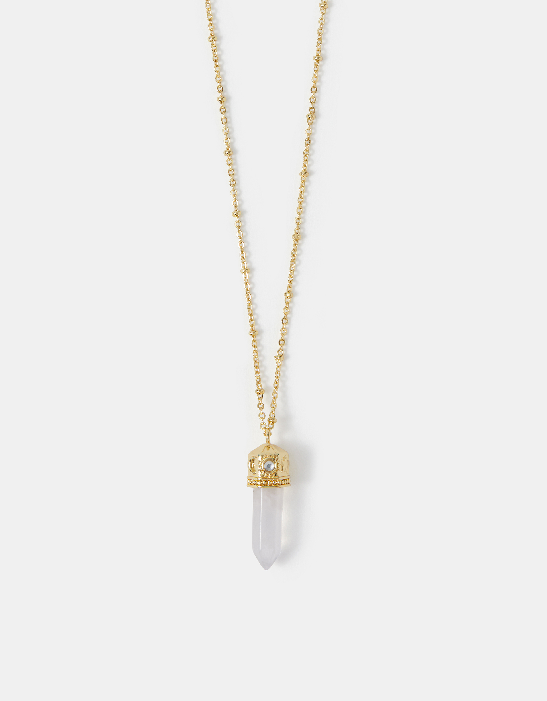 14ct Gold-plated Long Rose Quartz Pendant Necklace - Accessorize