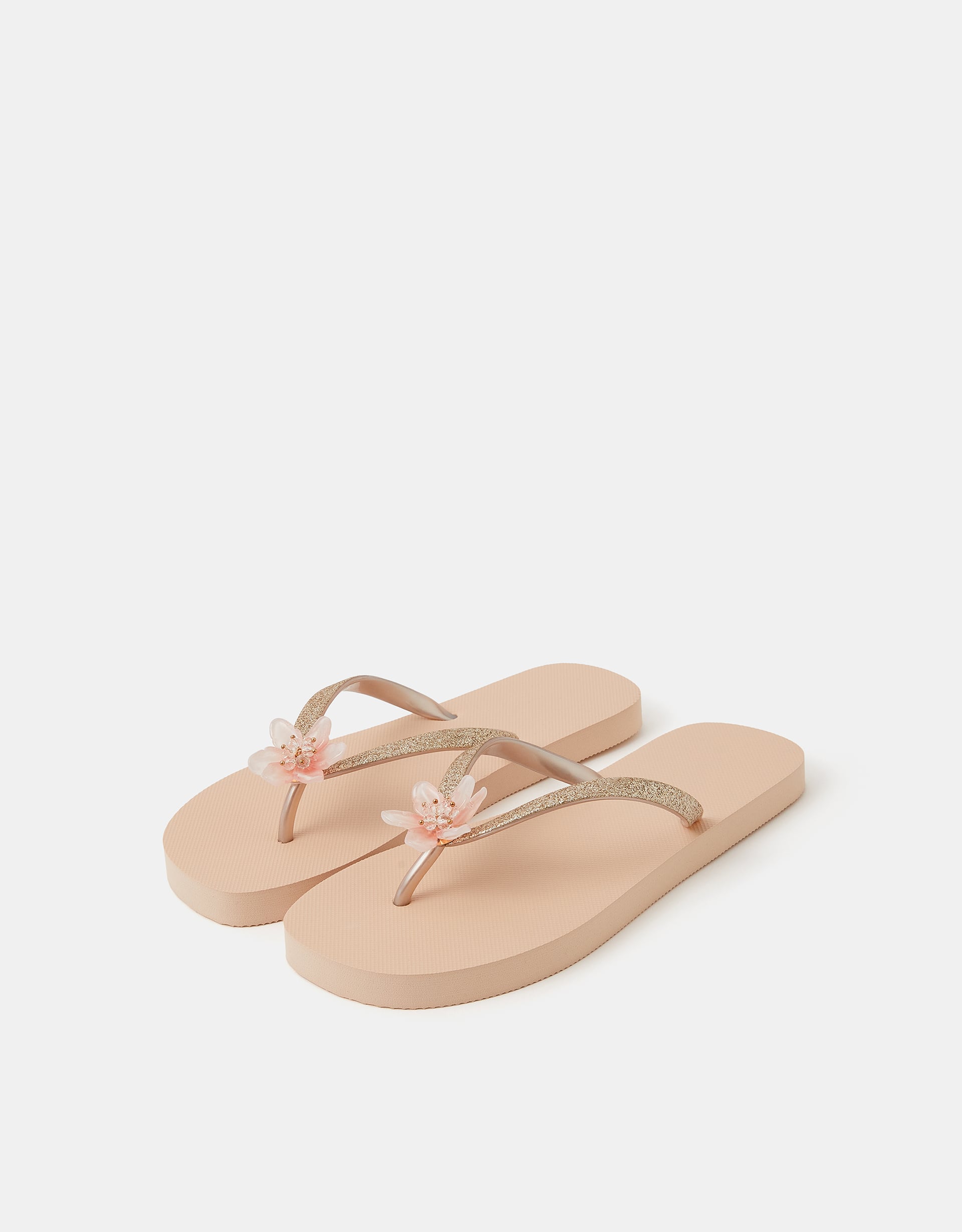 Accessorize Lotus Flower Flip Flops, Pink, Size: M