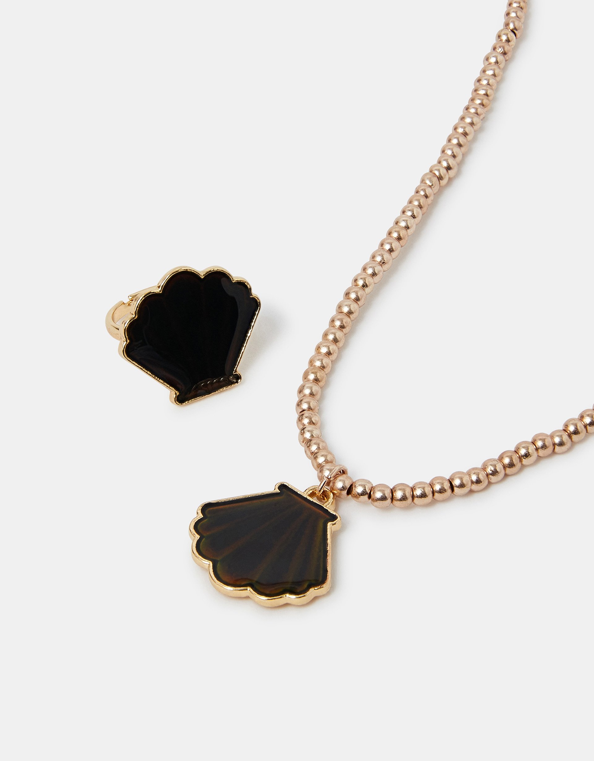 Gold Shell Mood Ring and Necklace Set - Accessorize