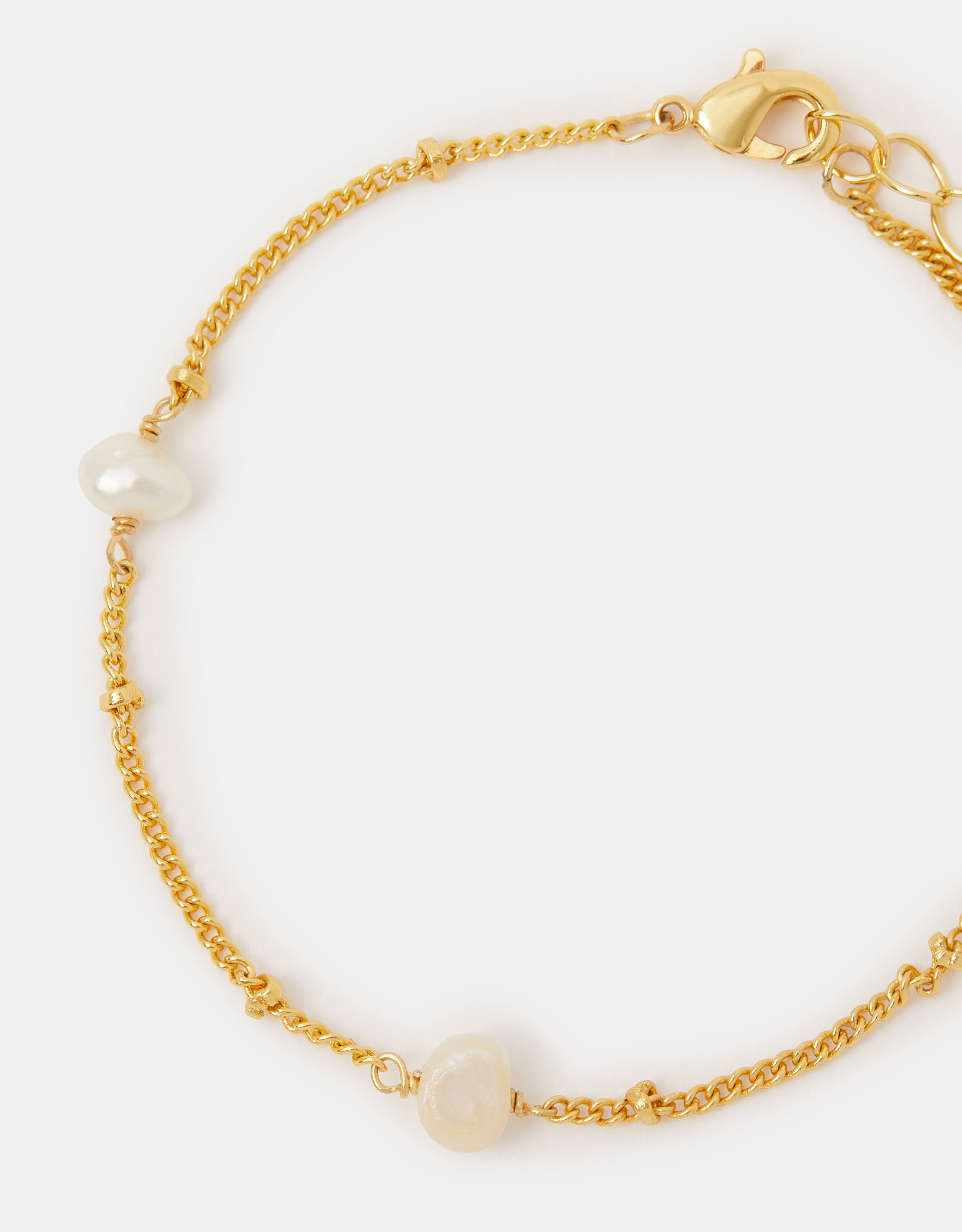 Accessorize 14ct Gold Pearl Station Bracelet Gold, Size 20cm - Occasion Jewellery