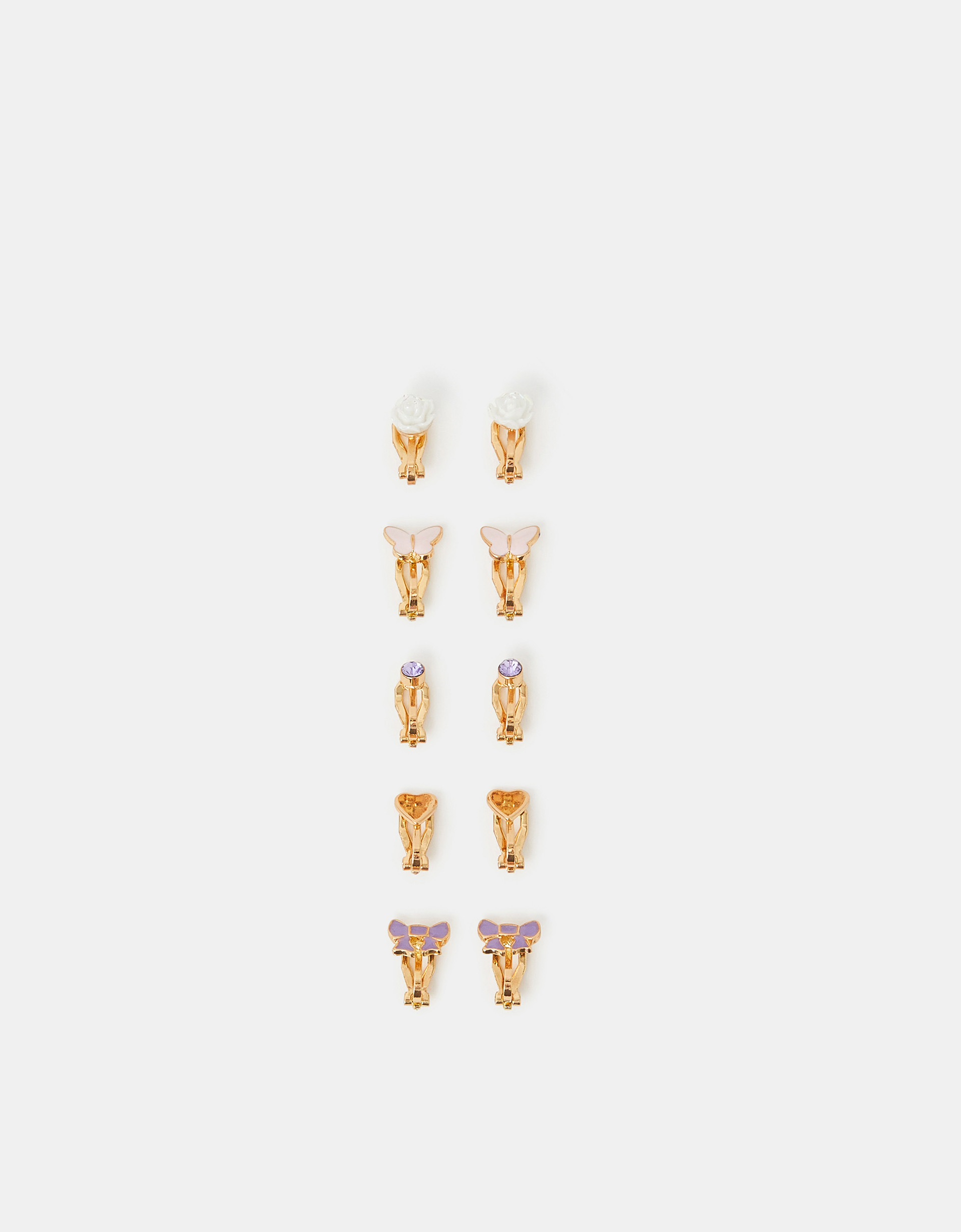 Gold 5-Pack Girls Party Clip-on Earrings - Accessorize