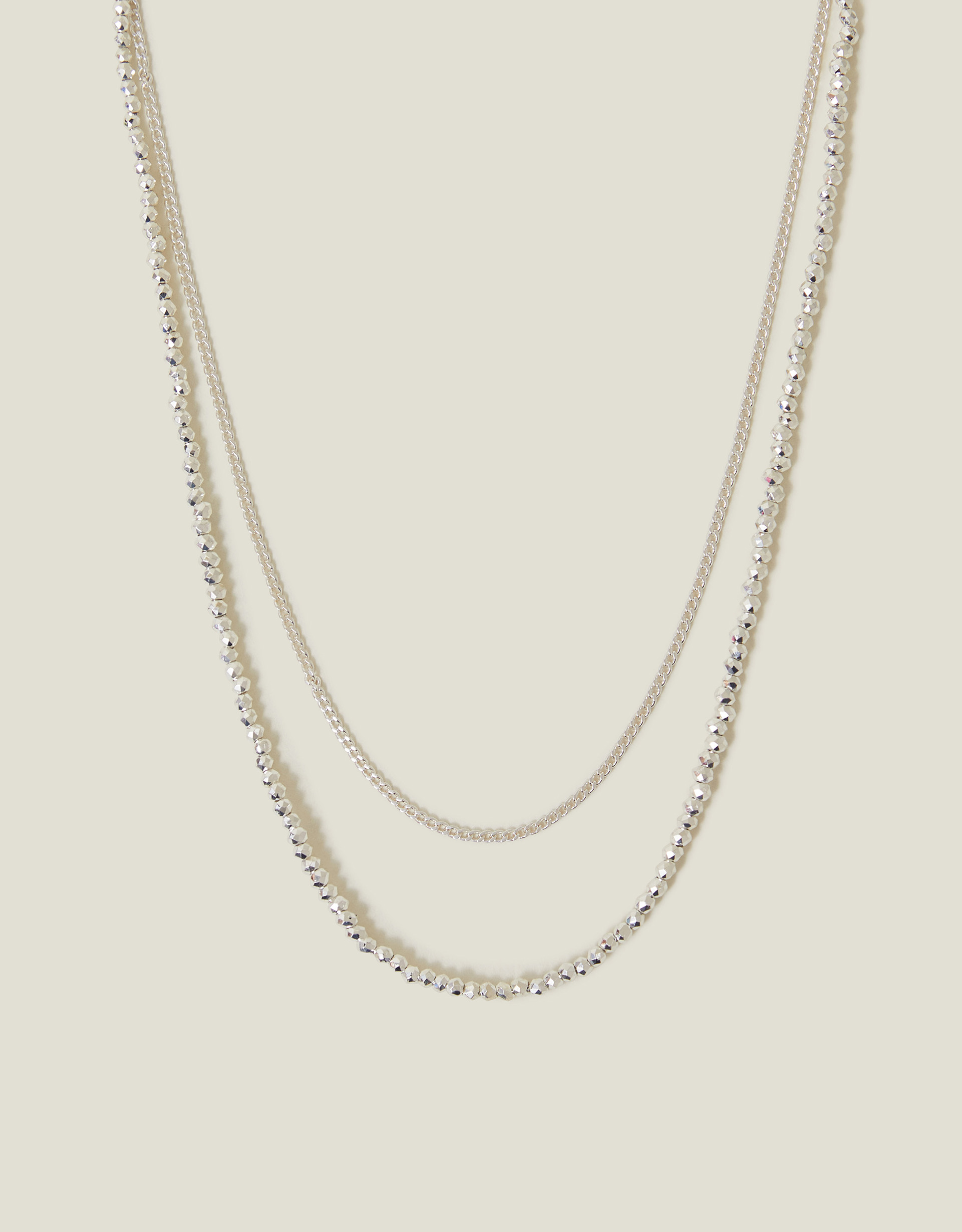 Red Sterling Silver-plated Bead Layered Necklace - Accessorize