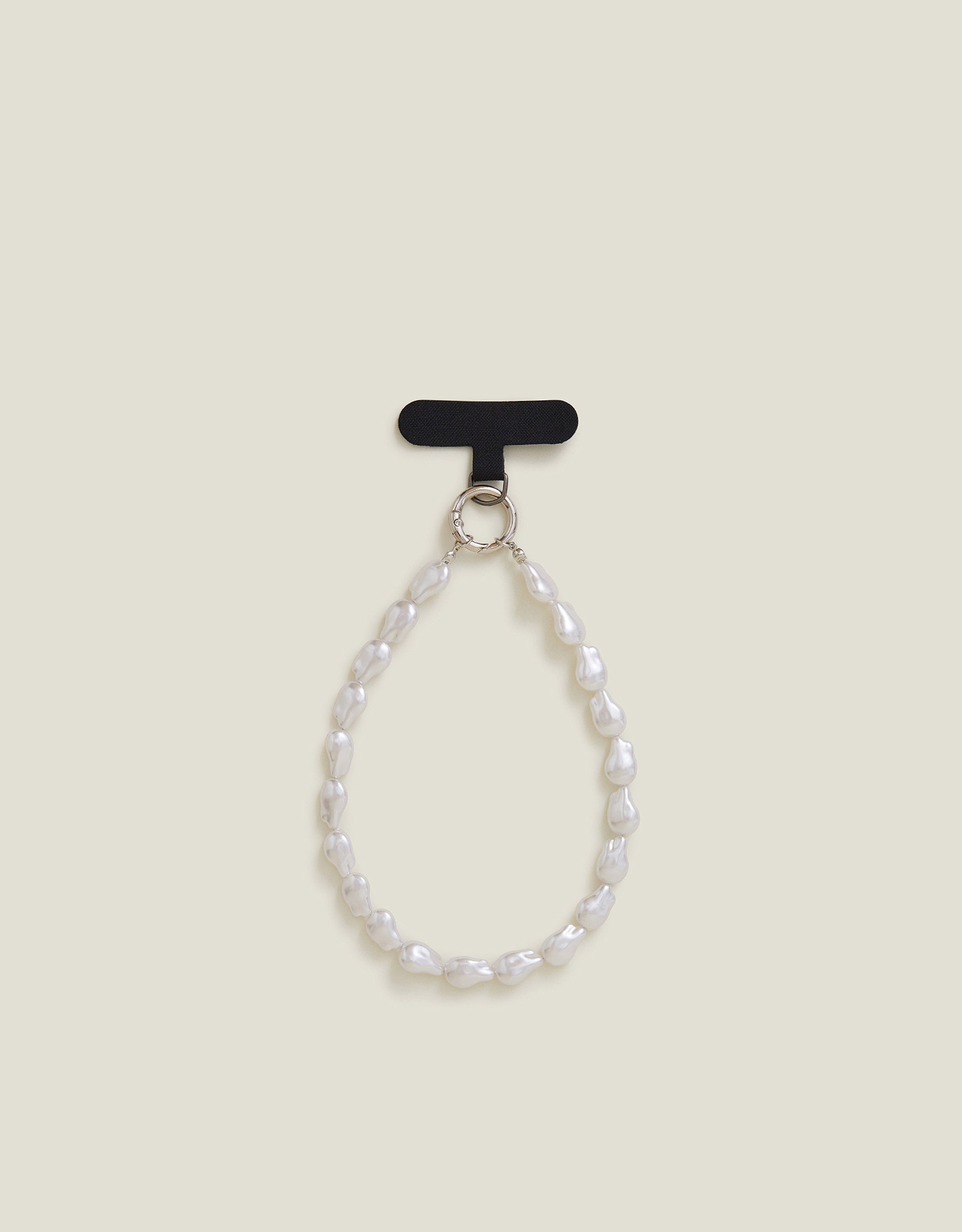 White & Black Abs Faux Pearl Bead Phone Wrist Strap, Size: 42x1cm, Women's - Accessorize
