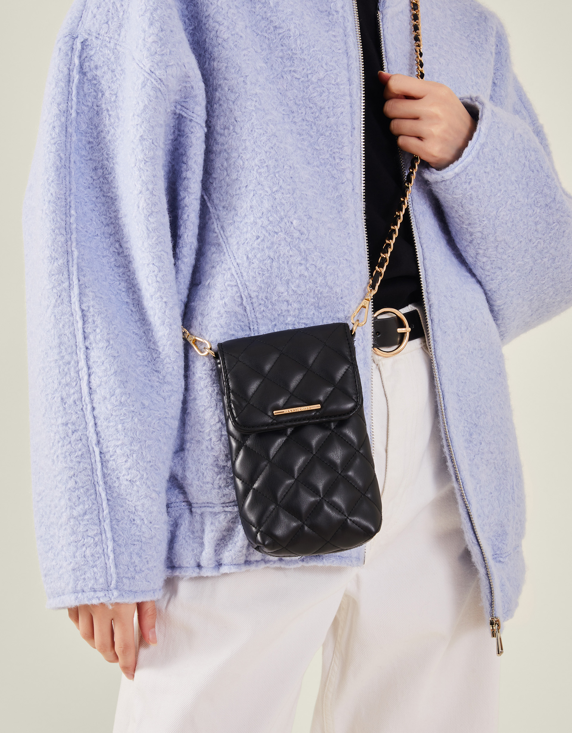 Quilted Phone Bag, Women's Black - Accessorize