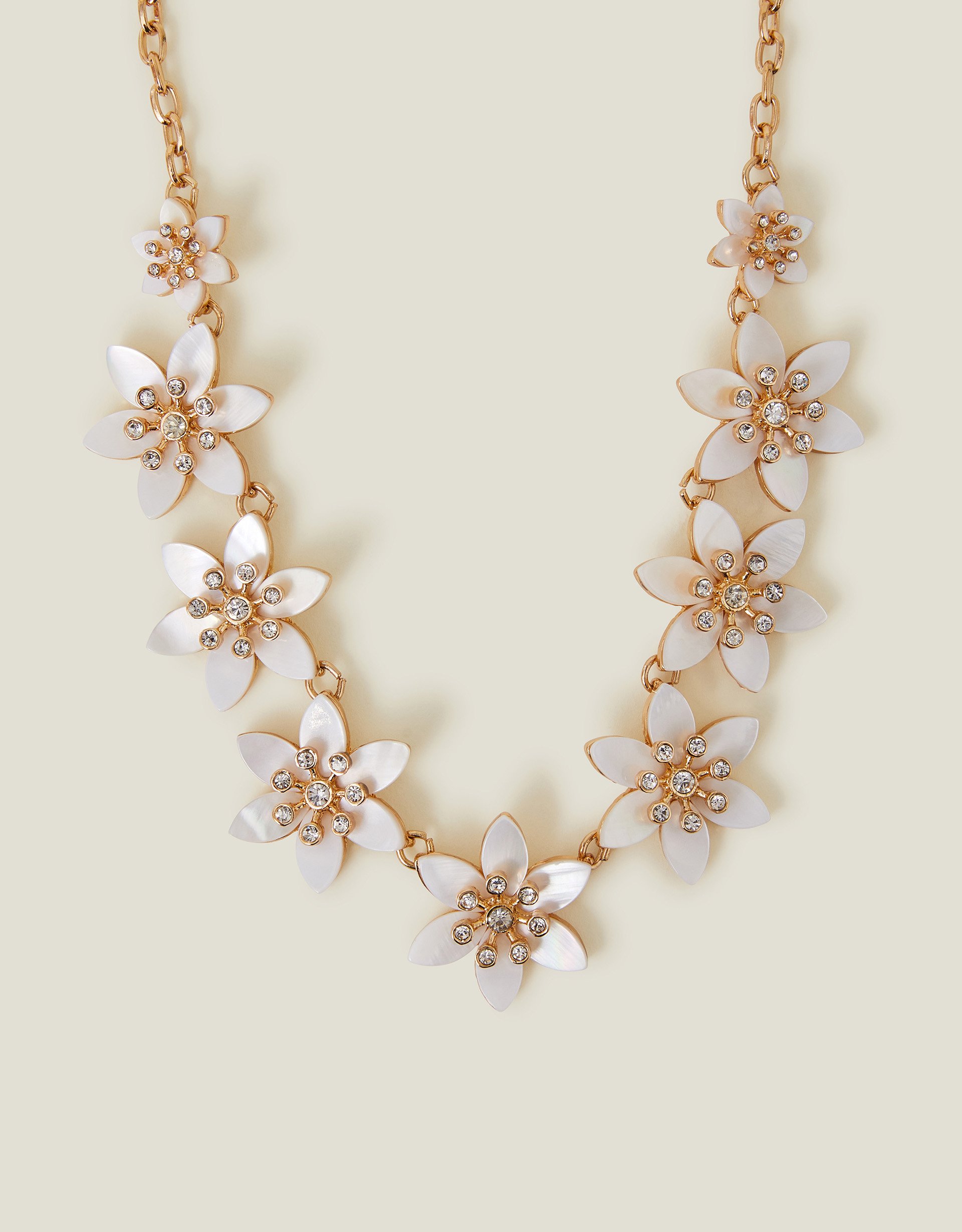 Gold Mother of Pearl Flower Collar Necklace - Accessorize