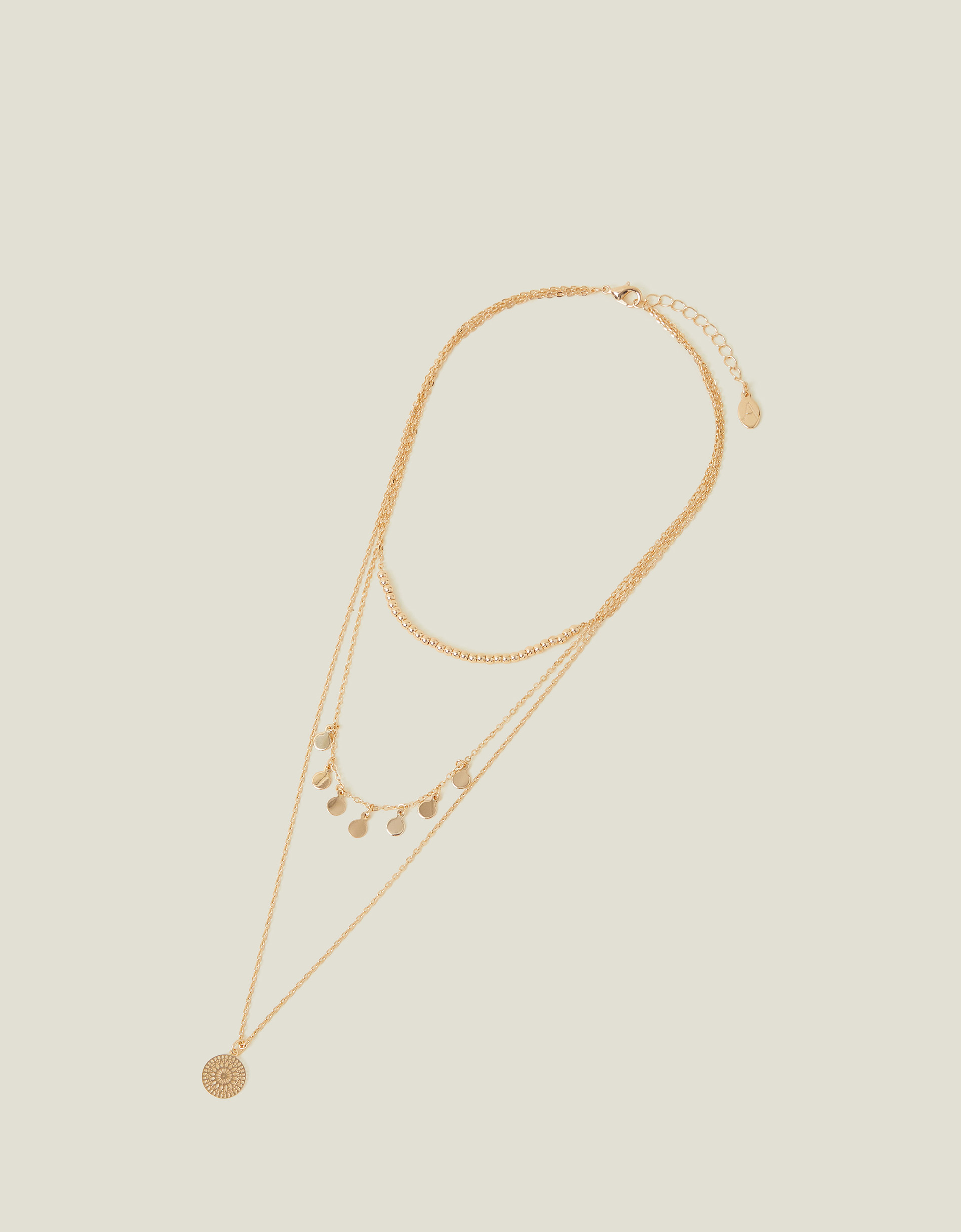 Gold Layered Filigree Necklace, Size: 38cm, Women's - Accessorize