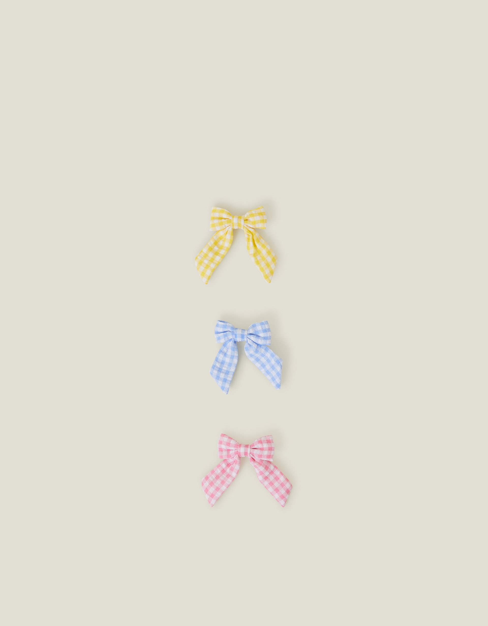 Yellow 3-Pack Girls Gingham Bow Hair Clips, Kids - Accessorize