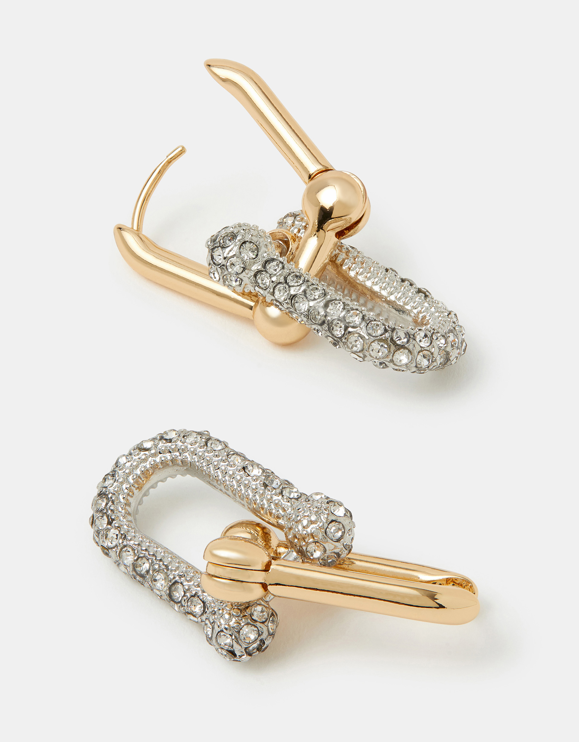 Gold Mixed Metal Carabiner Drop Earrings - Accessorize