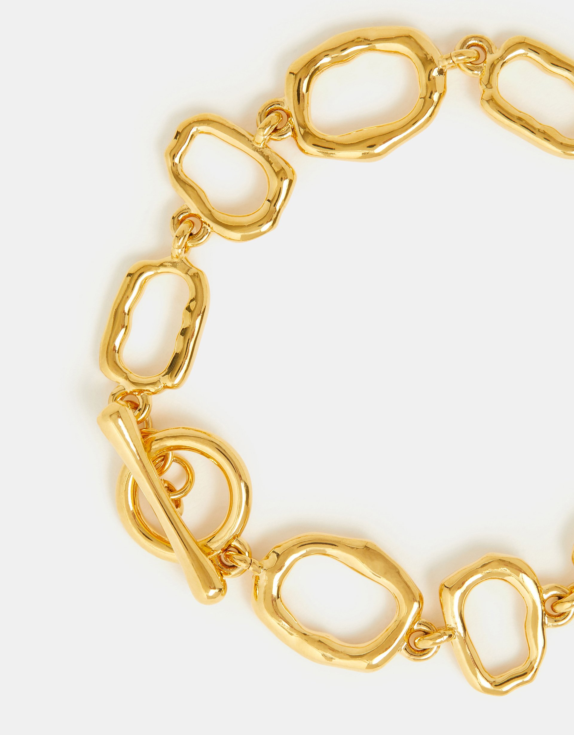 Red Stainless Steel Molten Chain T-bar Bracelet - Accessorize