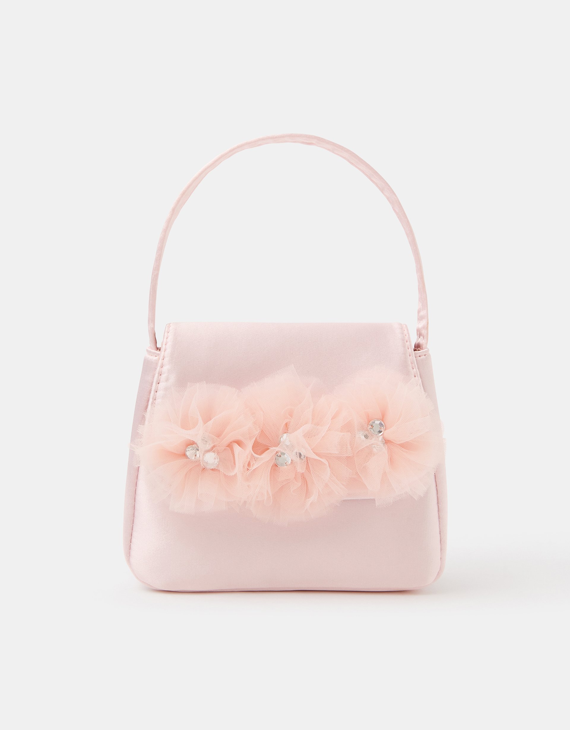 Pink Girls Tulle Flower Satin Bag - Accessorize