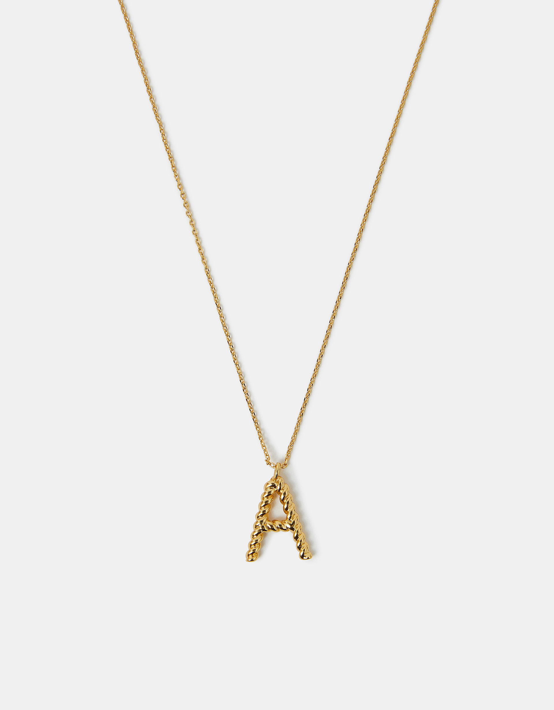 14ct Gold-plated Twisted Initial Necklace Gold, Size: S - Accessorize