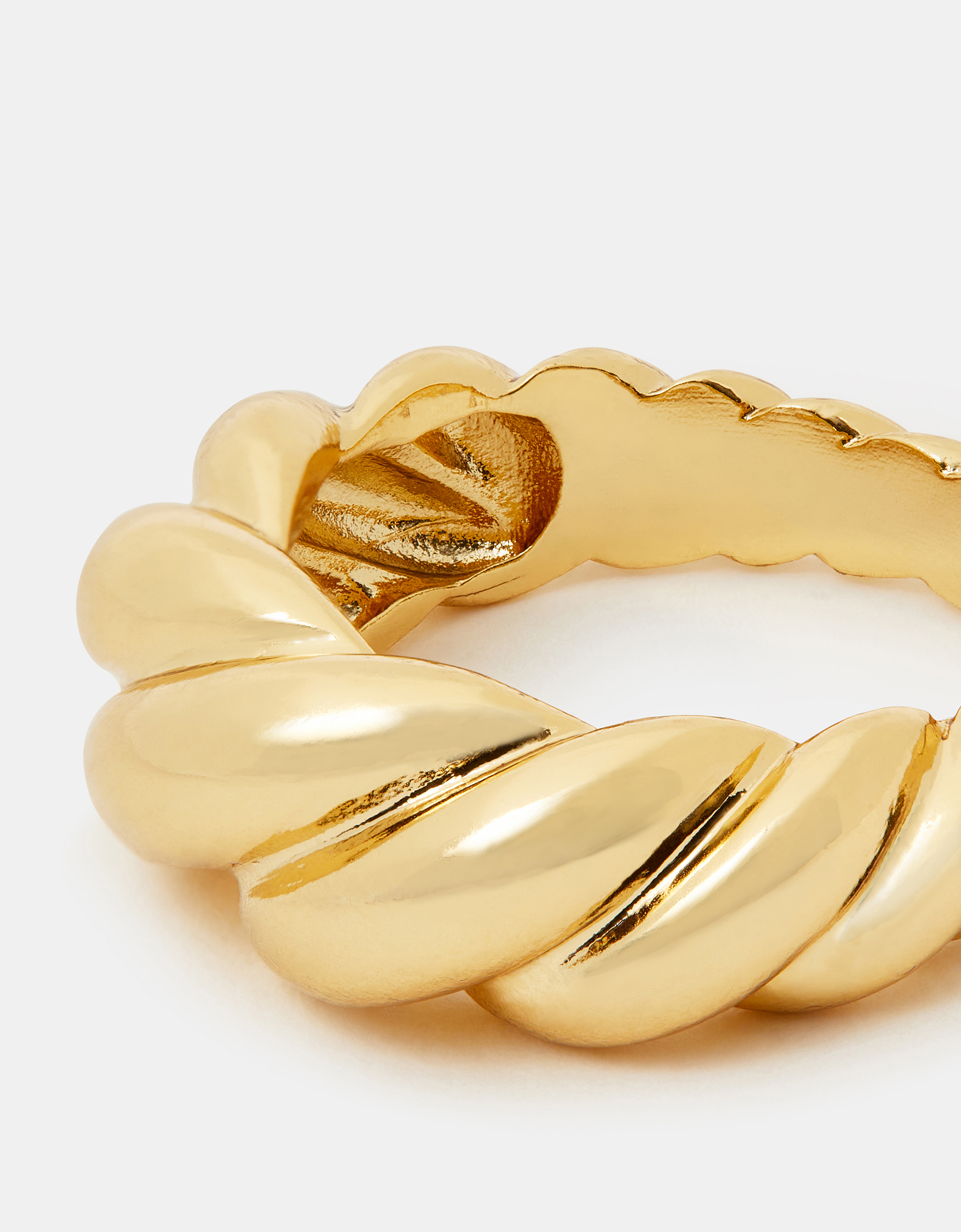 Accessorize 14ct -Plated Twisted Wave Ring, Gold, Size: S