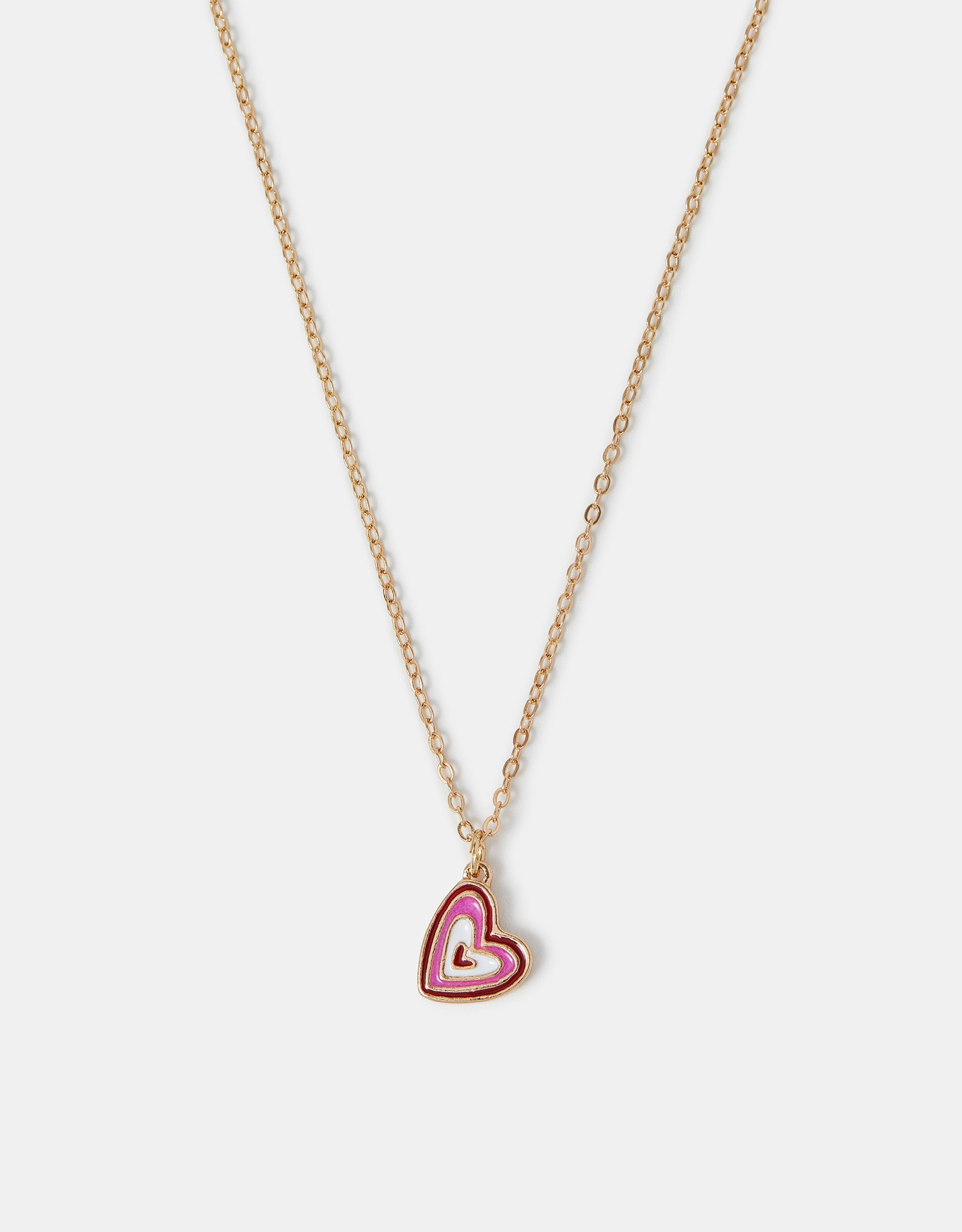 White Enamel Heart Pendant Necklace - Accessorize