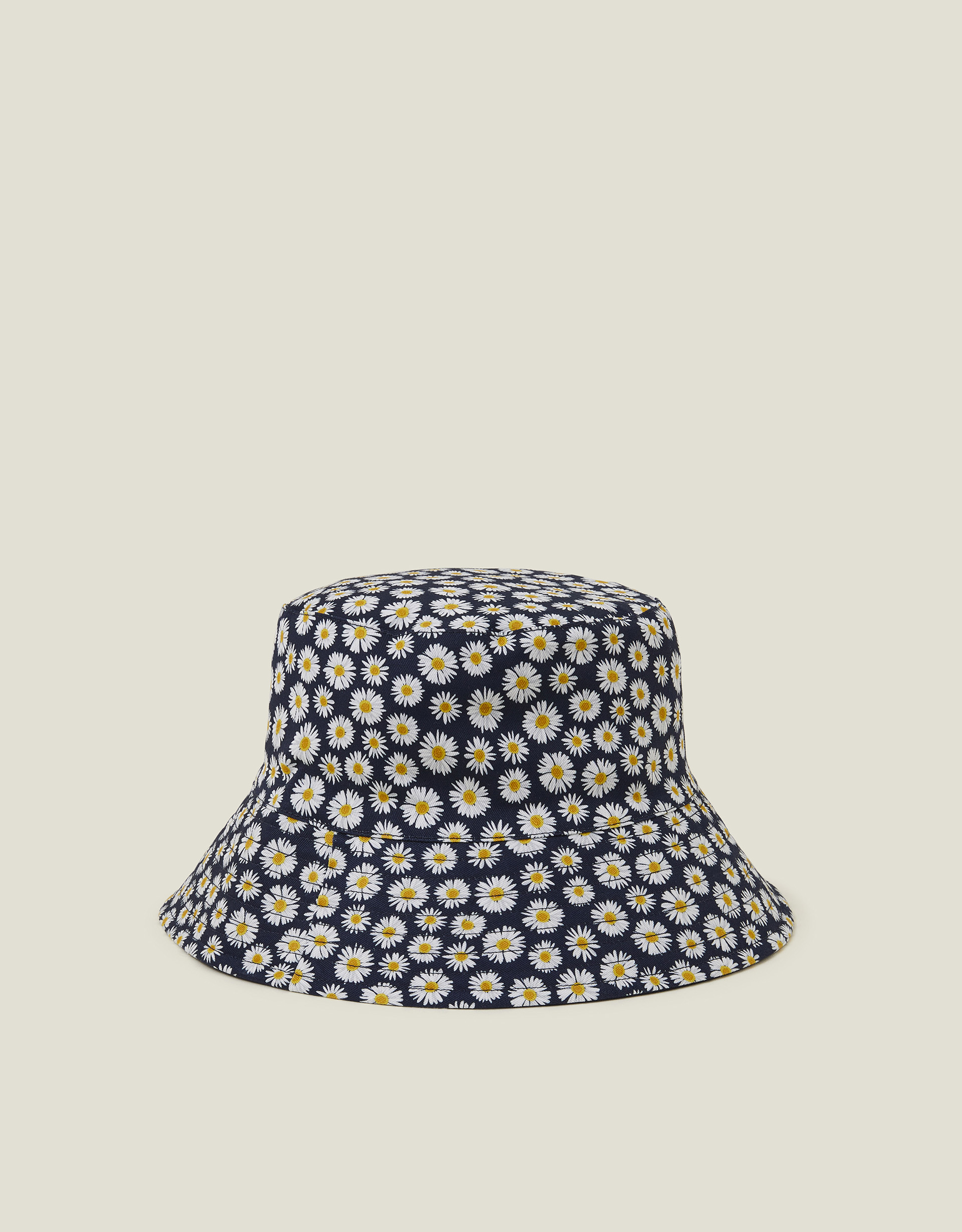 Navy Blue Reversible Daisy Print Bucket Hat - Accessorize