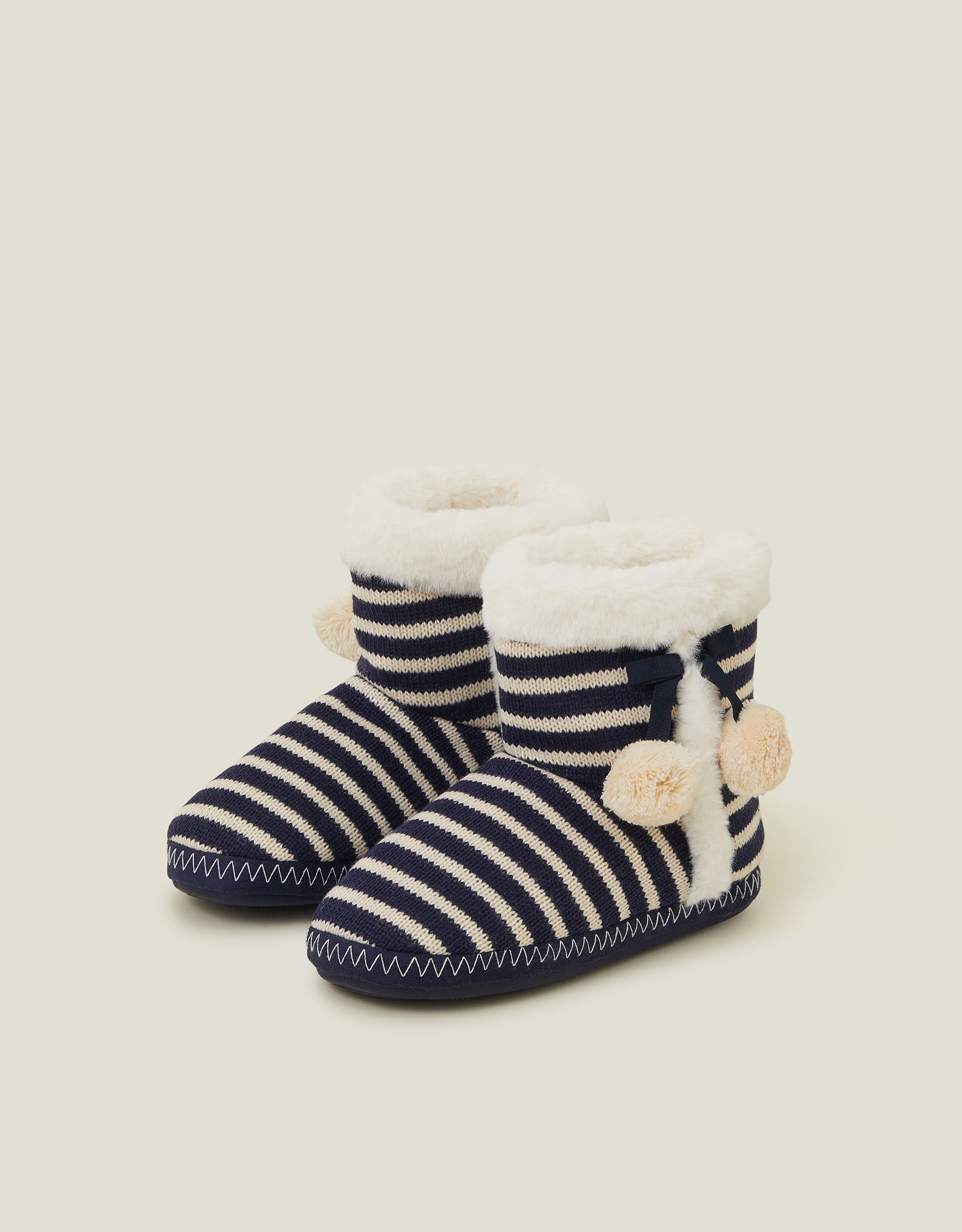 Accessorize Women's Nautical Stripe Slipper Boots Blue, Size: S