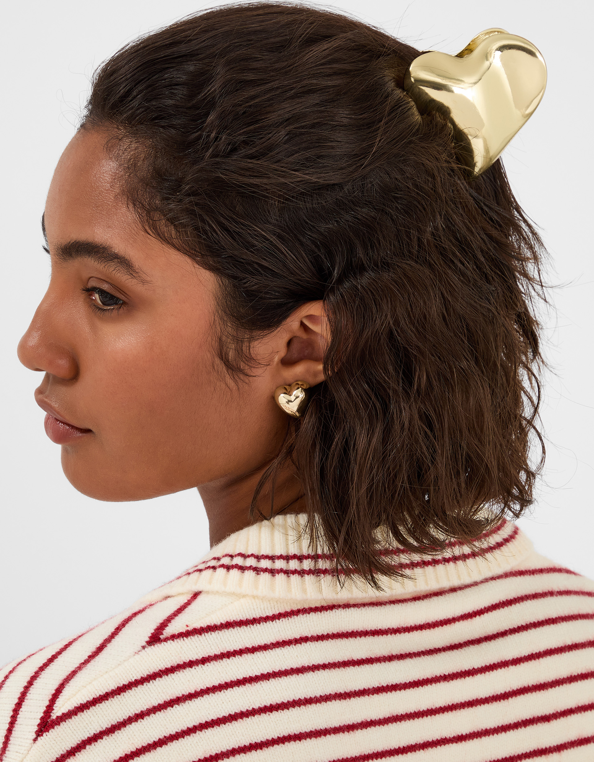 Gold Large Heart Metal Claw Clip - Accessorize