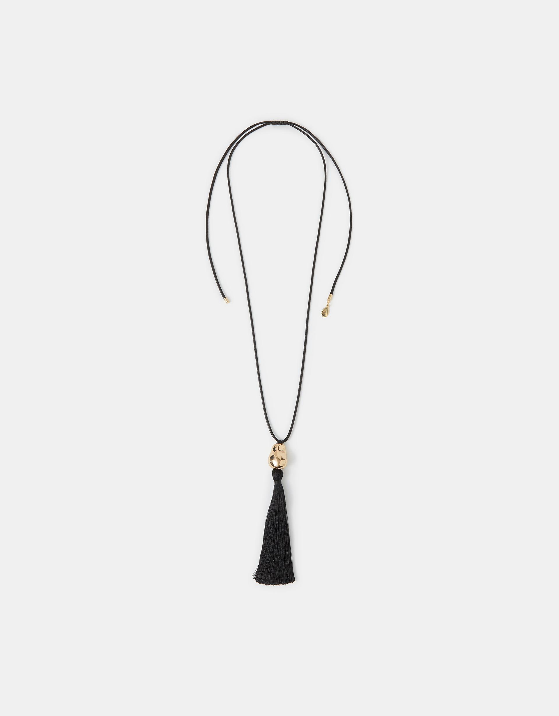 Accessorize Lace Long Tassel Cord Necklace, Black
