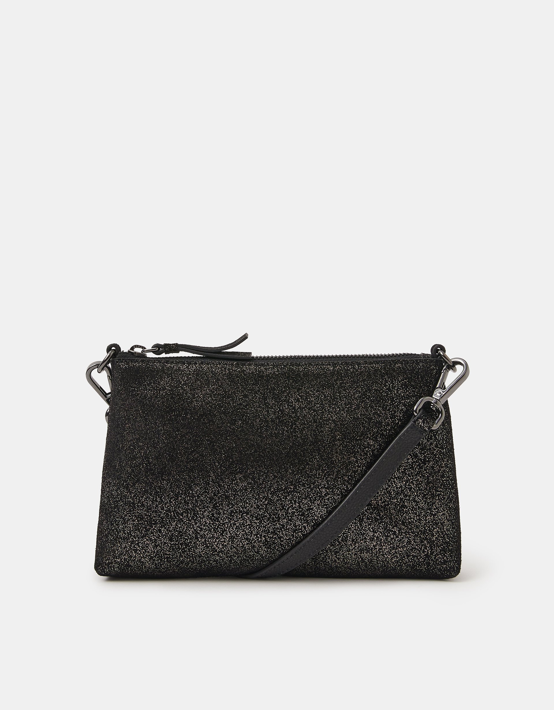 Metallic Leather Crossbody Bag Black - Accessorize