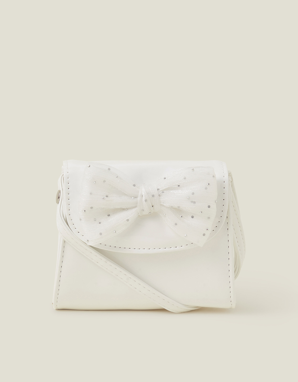 Patent Diamante Bow Bag Ivory - Accessorize