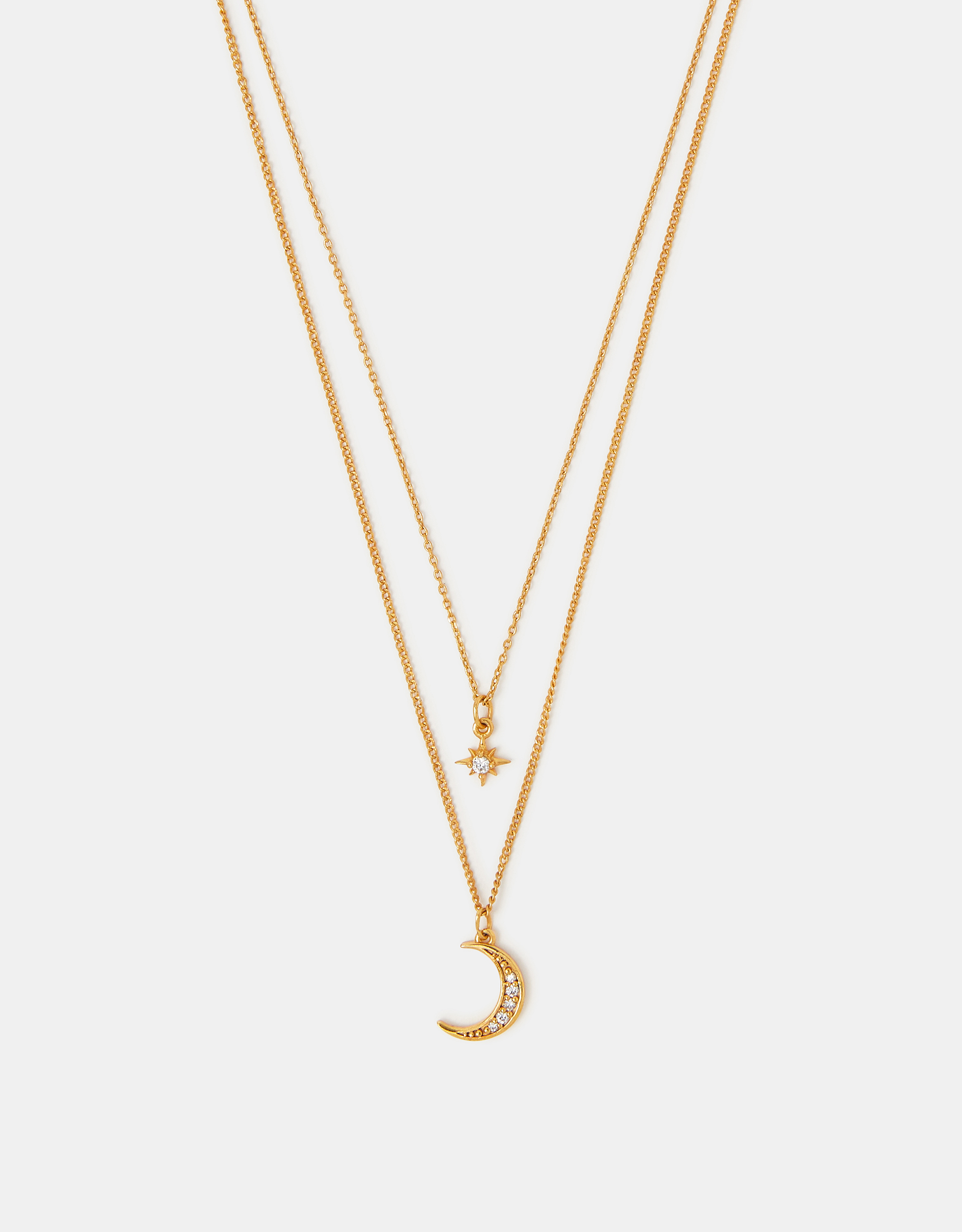 Accessorize Lace 14ct -Plated Celestial Pendant Layered Necklace, Gold