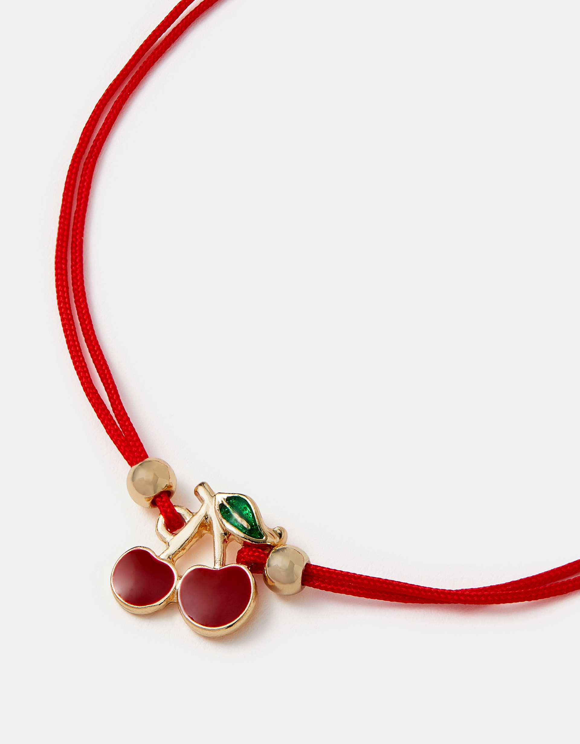 Red Cherry Charm Cord Bracelet - Accessorize