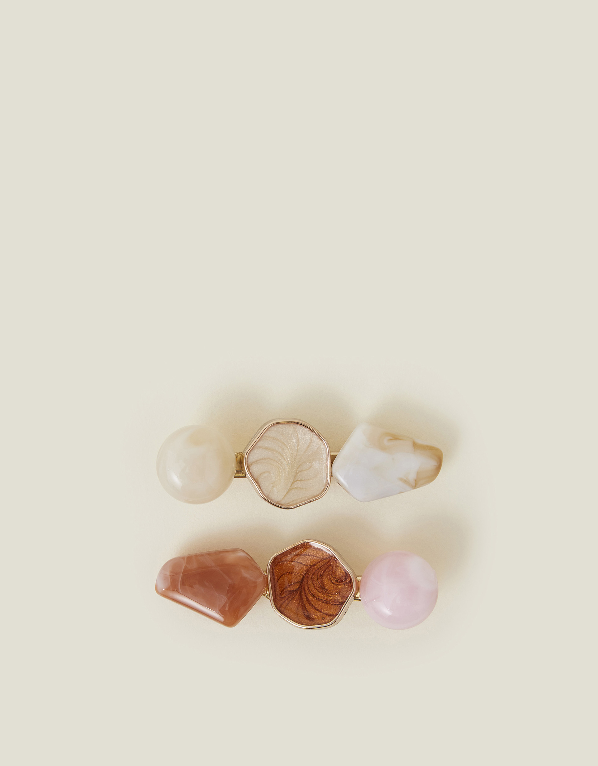 Gold 2-Pack Resin Stone Hair Clips - Accessorize