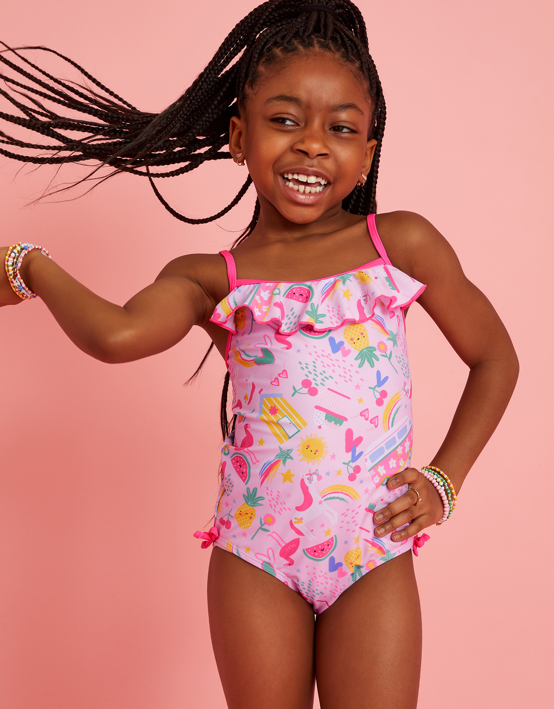 Toddler's Girls Sunbeam Print Swimsuit Pink, Size: 3-4 yrs - Accessorize