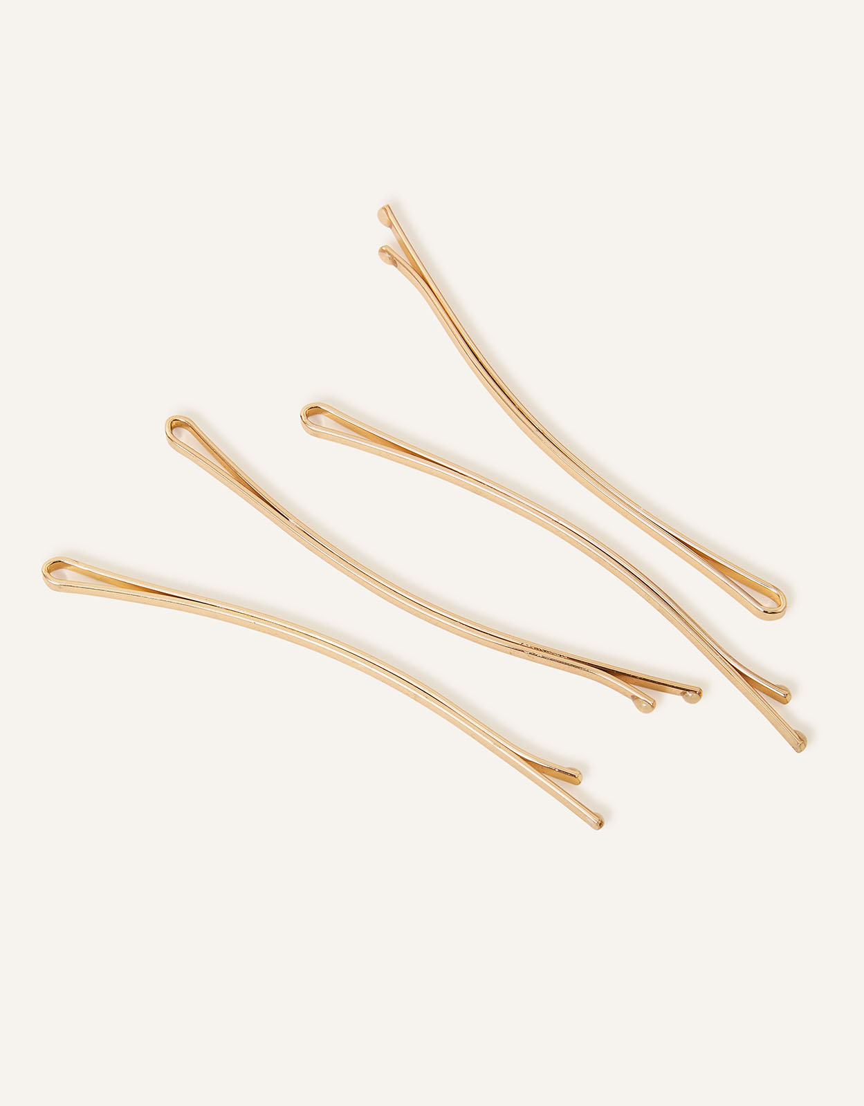 Accessorize Women's Long Curved Hair Slides 4 Pack Gold, Size: 9cm