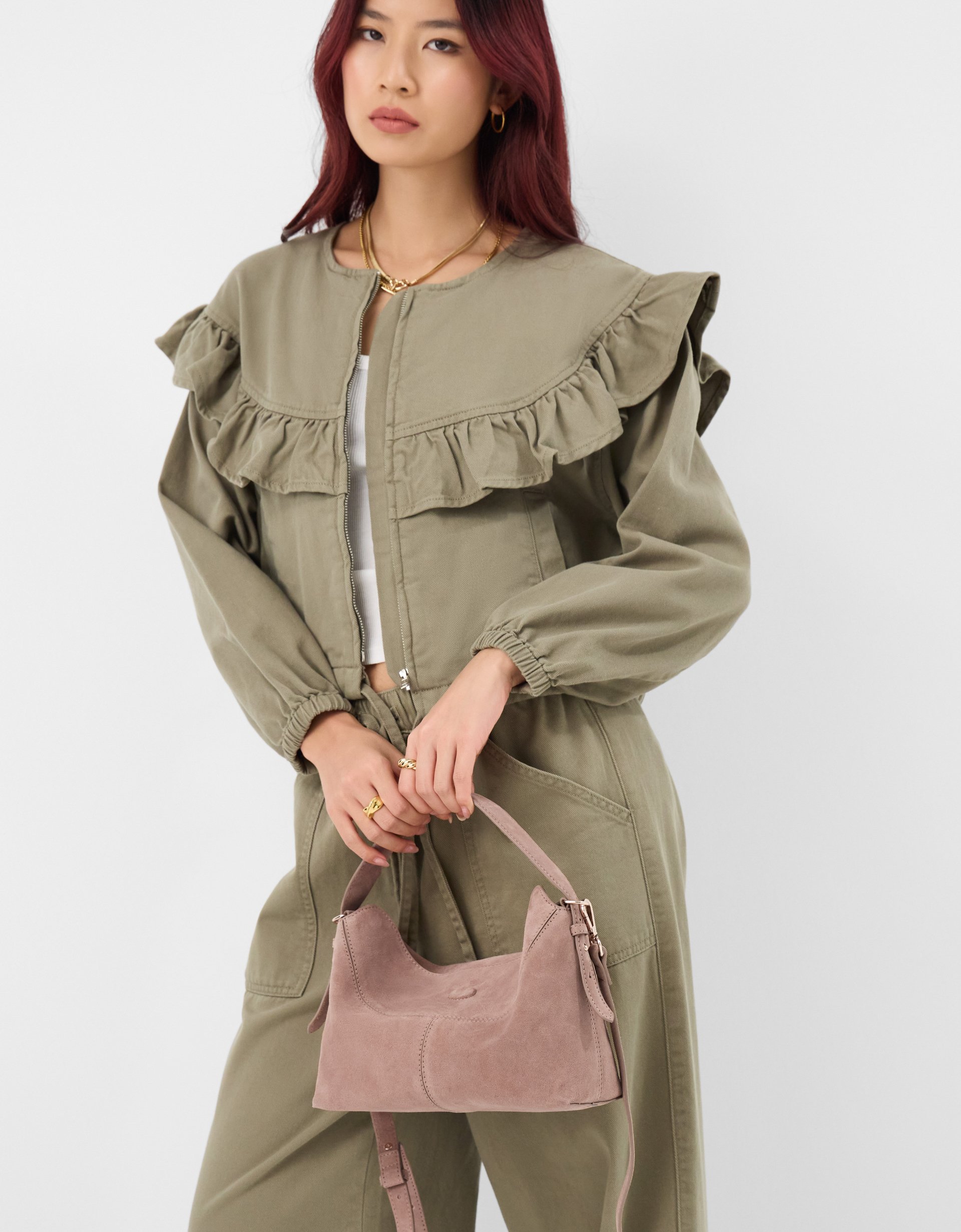 Accessorize Suede Fold Top Bag