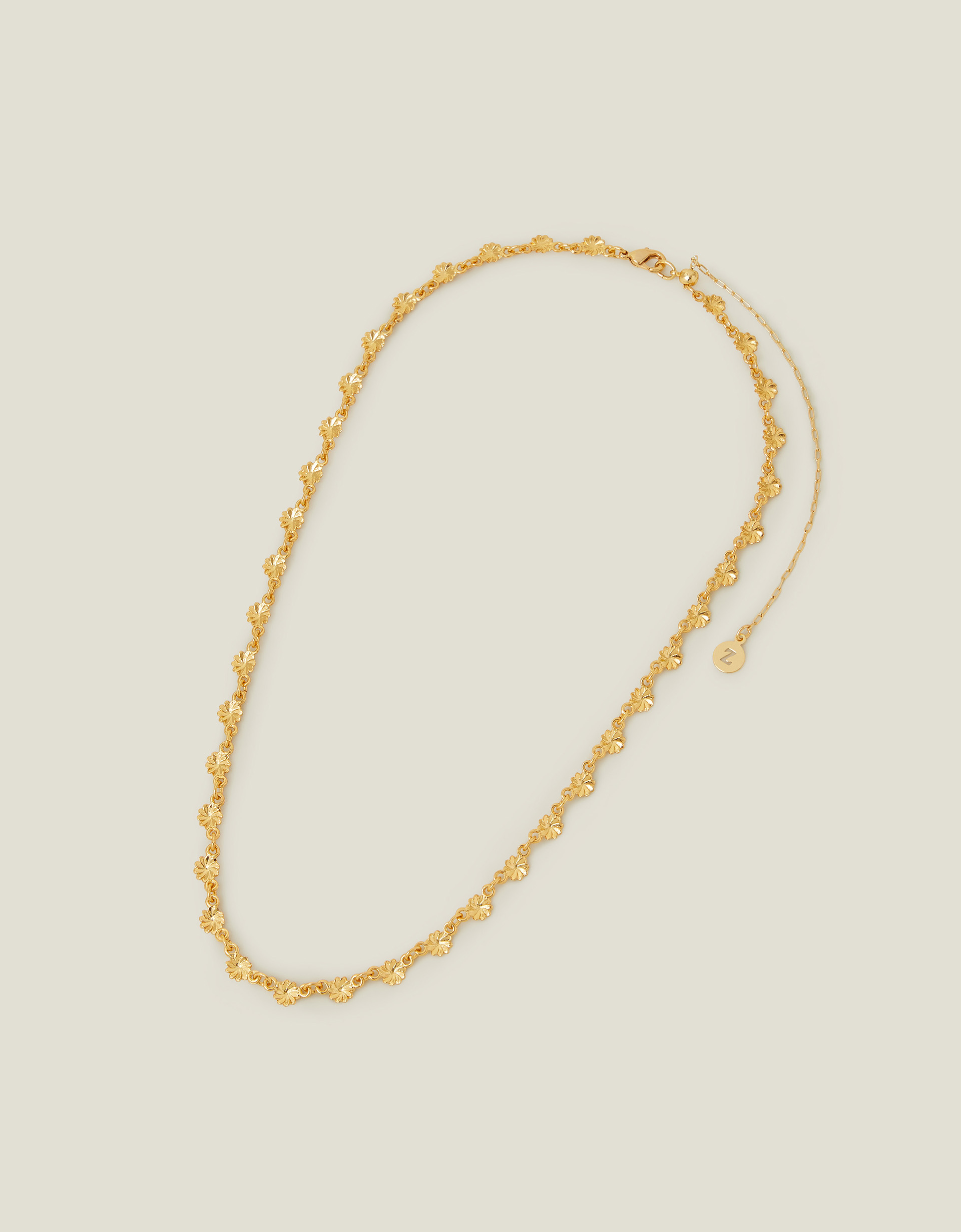 14ct Gold-plated Flower Link Necklace, Size: 40cm, Women's - Accessorize