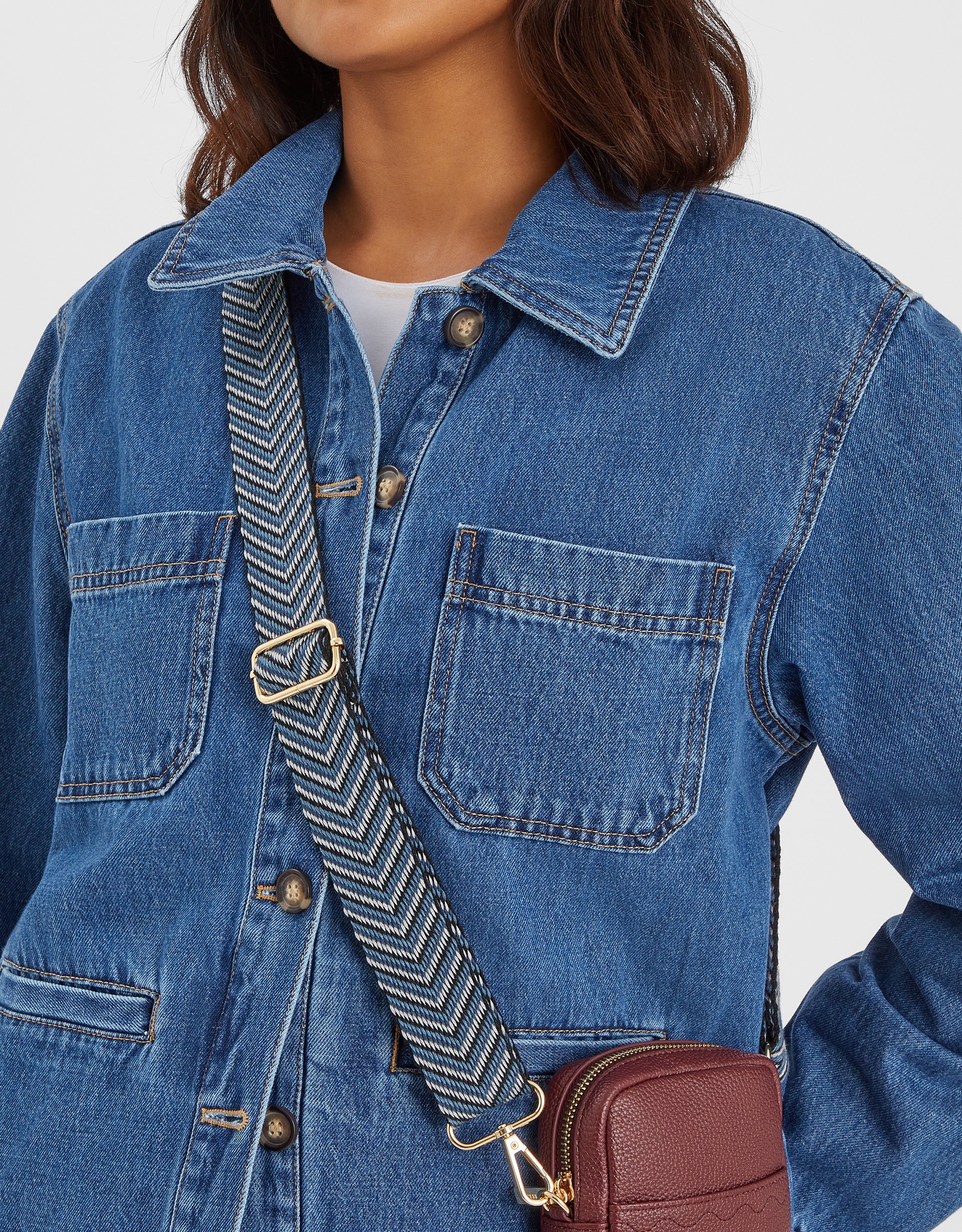 Blue Chevron Webbing Bag Strap - Accessorize